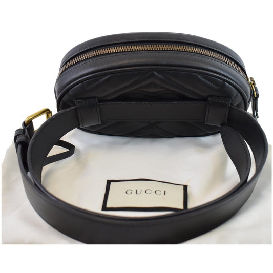 GUCCI GG Marmont Matelasse Leather Belt Bag Black 476434