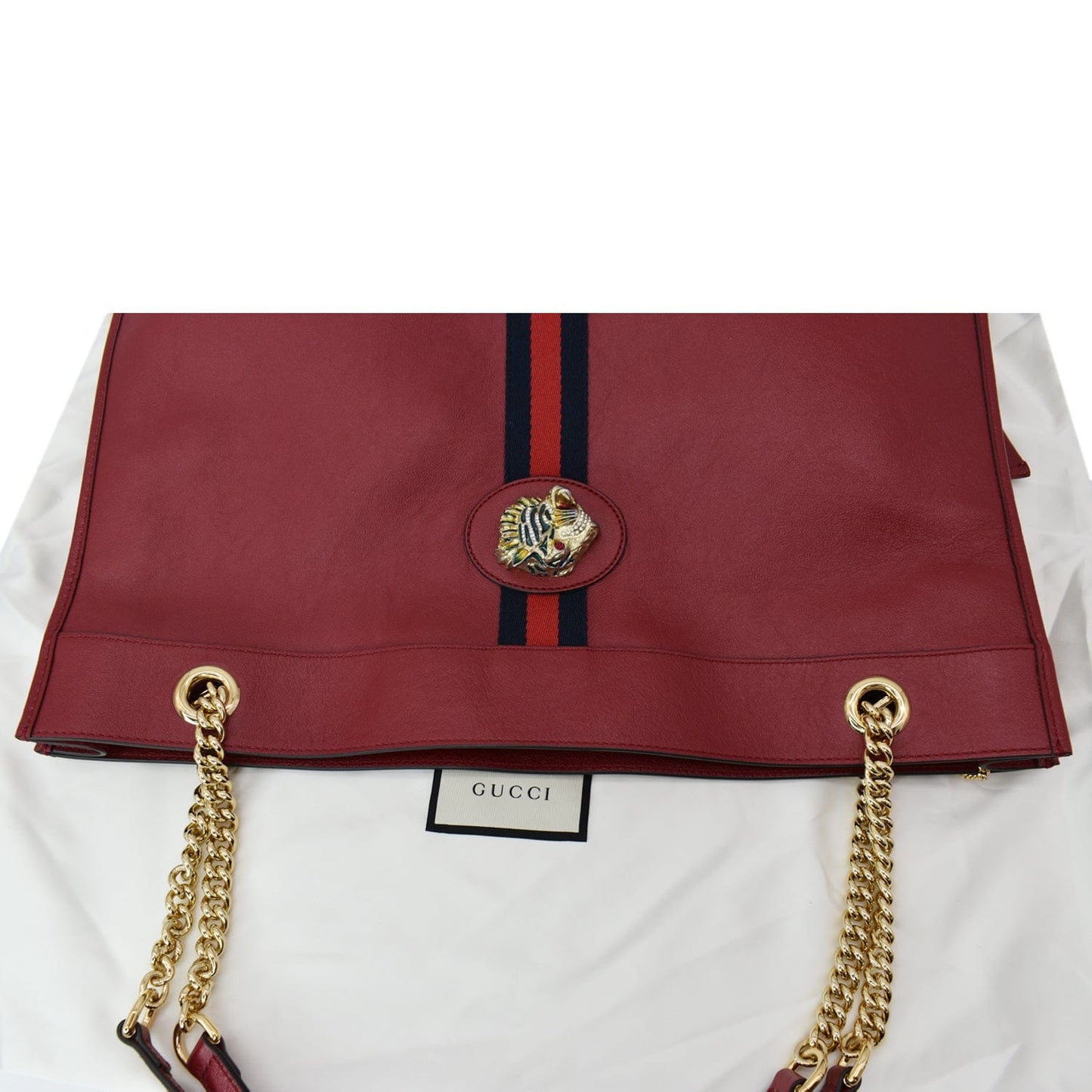 GUCCI Rajah Large Leather Tote Shoulder Bag Red 537219  - Hot Deals