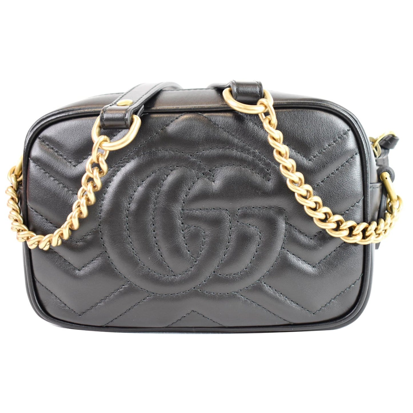 GUCCI GG Marmont Matelasse Mini Leather Shoulder Bag Black 448065