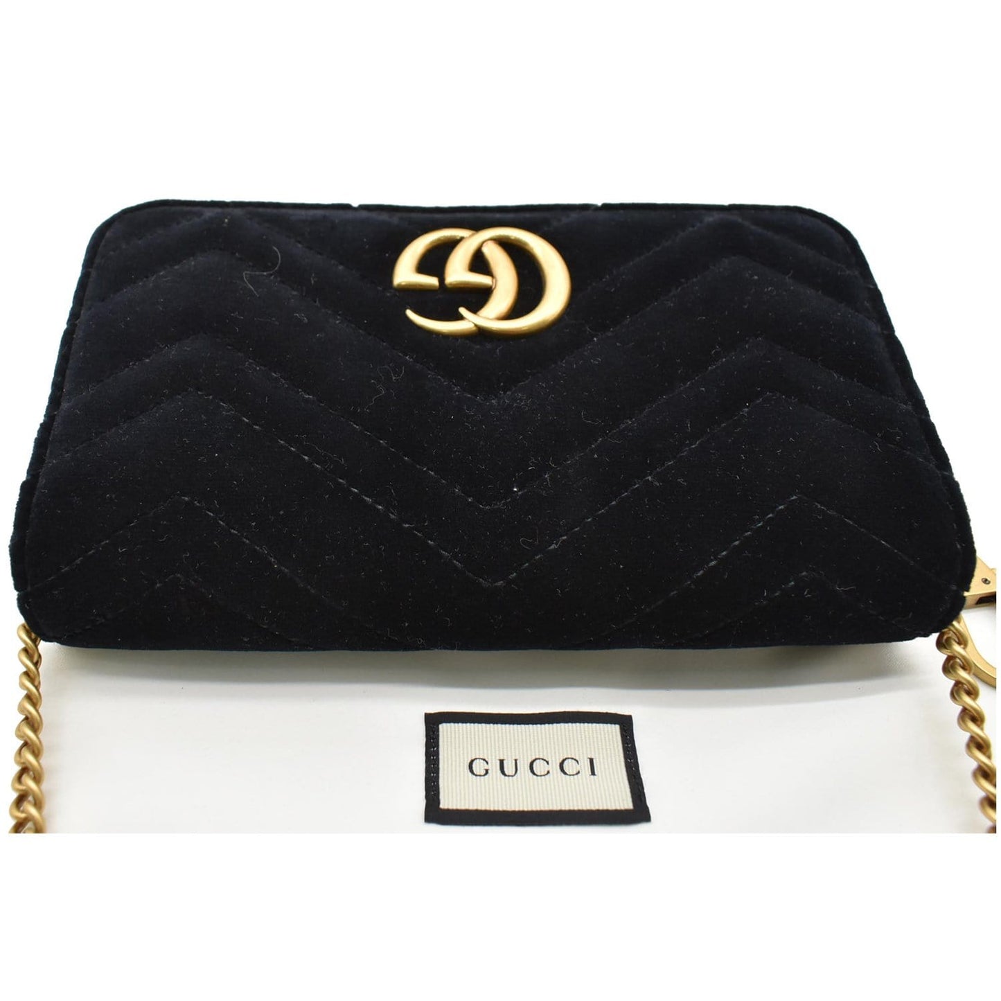 GUCCI GG Marmont Suede Leather Crossbody Bag Black 488426
