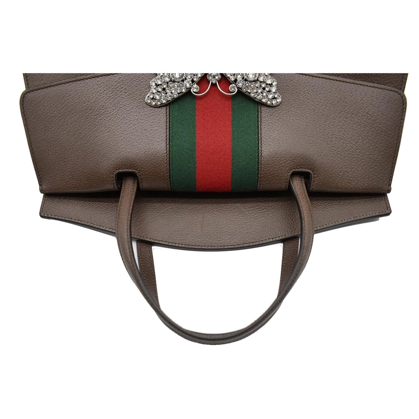 GUCCI Butterfly Linea Totem Leather Large Top Handle Shoulder Bag Brown 500772