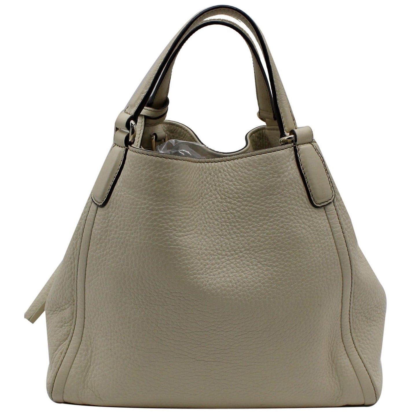 GUCCI Soho Small Pebbled Leather Shoulder Bag White 336751