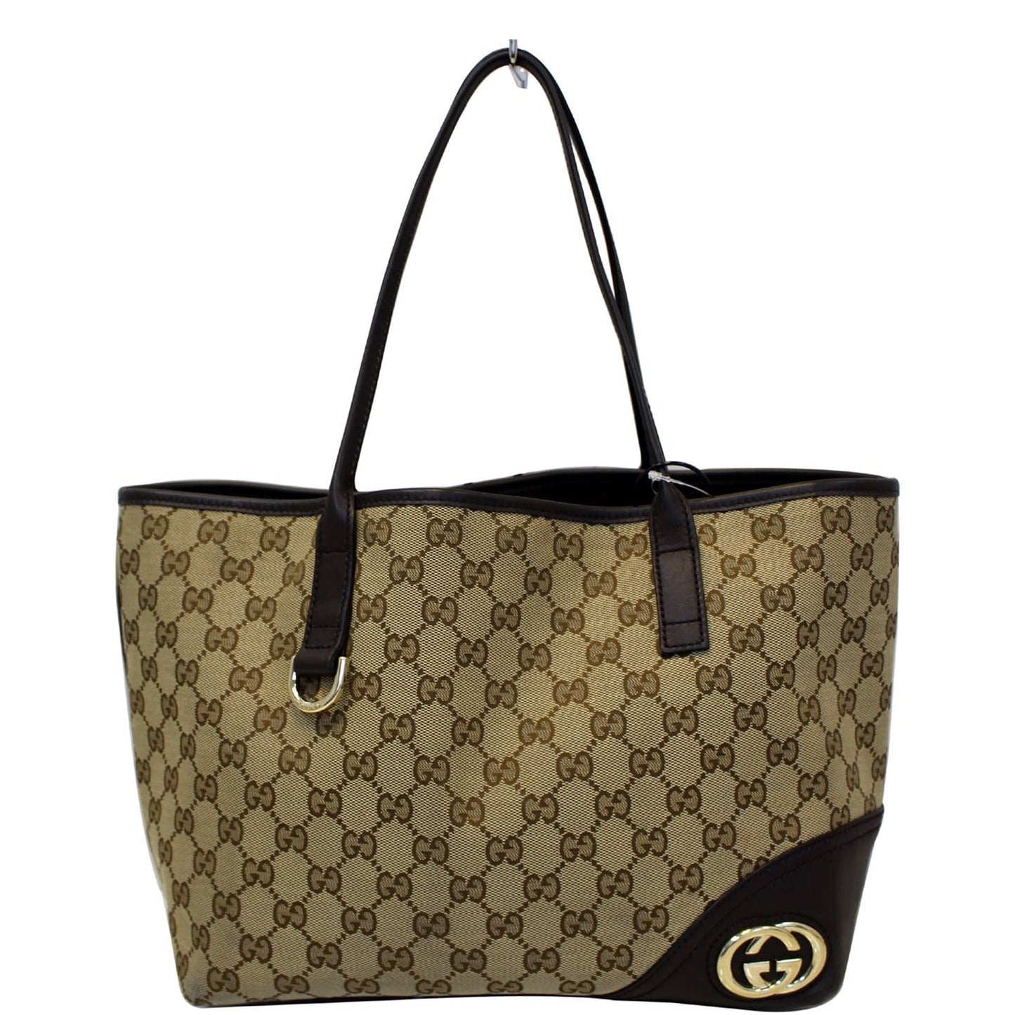 GUCCI New Britt Medium Monogram Canvas Tote Shoulder Bag