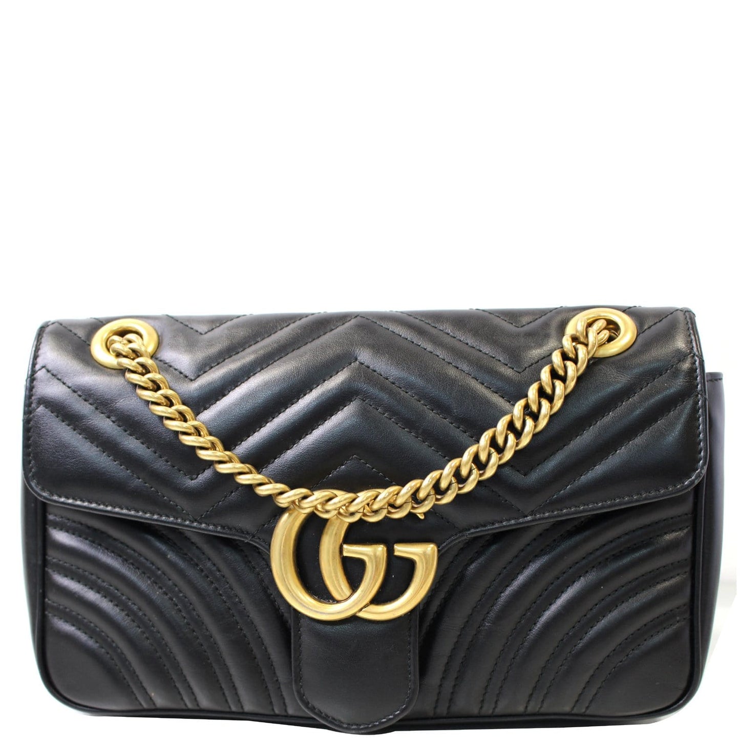 GUCCI GG Marmont Small Matelasse Leather Crossbody Bag Black 443497