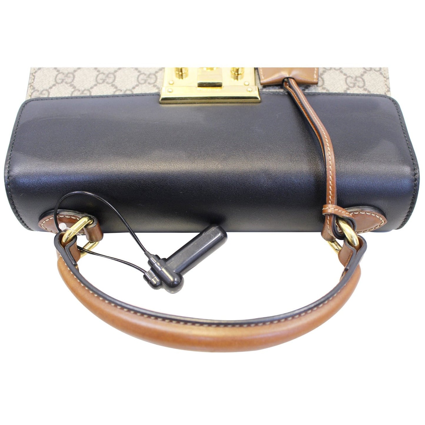 GUCCI Small Padlock GG Supreme Monogram Top Handle Crossbody Bag