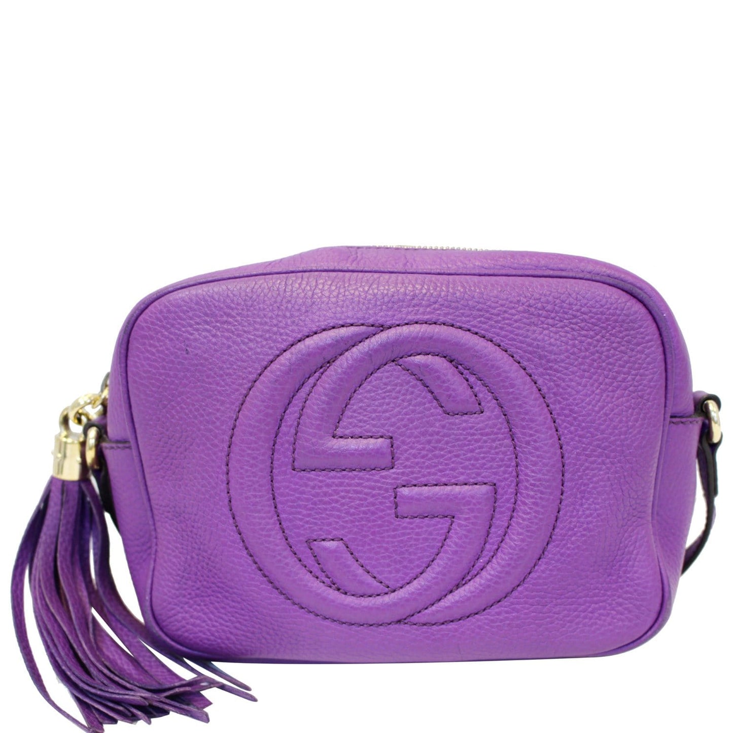 GUCCI Soho Disco Pebbled Leather Small Crossbody Bag 308364 Purple