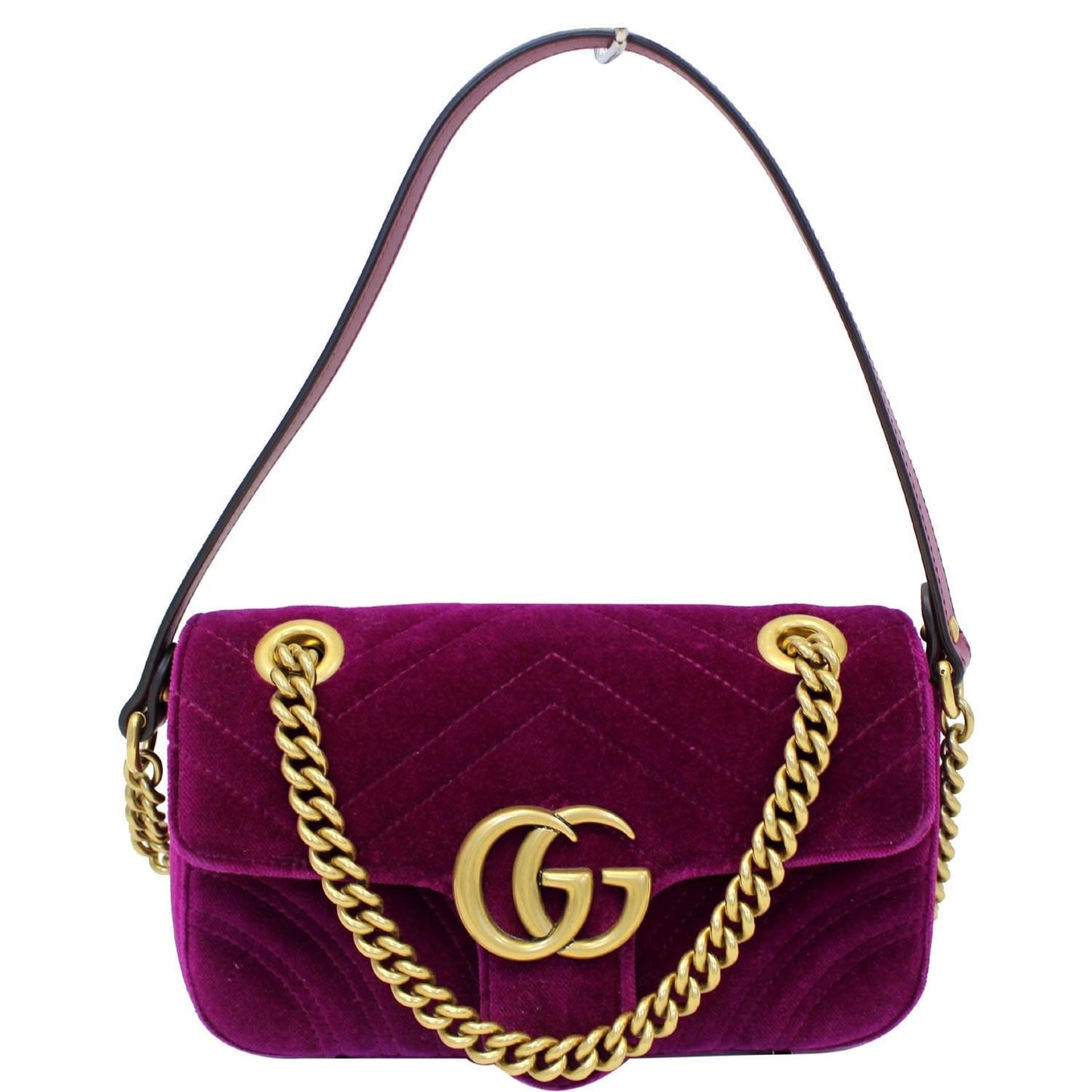 GUCCI GG Marmont Velvet Mini Shoulder Crossbody Bag Purple