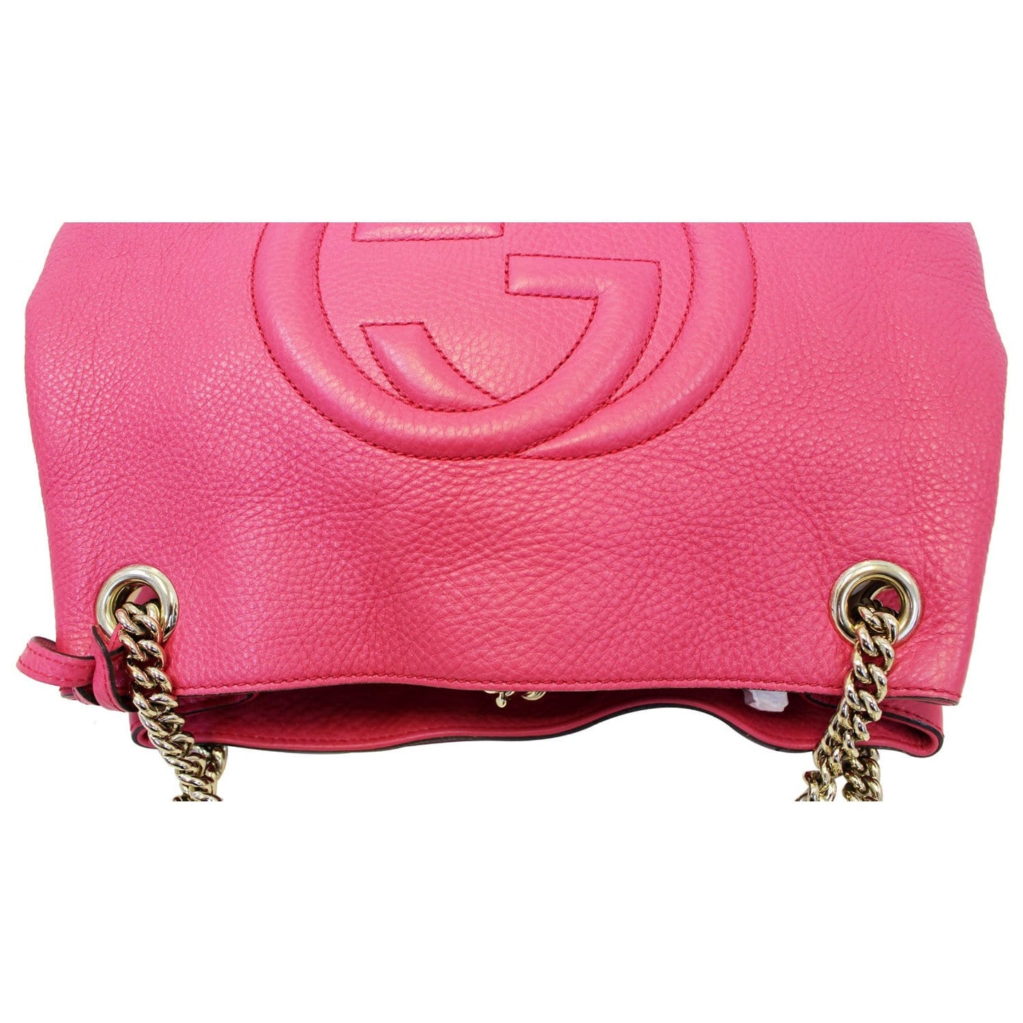 GUCCI Soho Pebbled Leather Chain Shoulder Bag Pink
