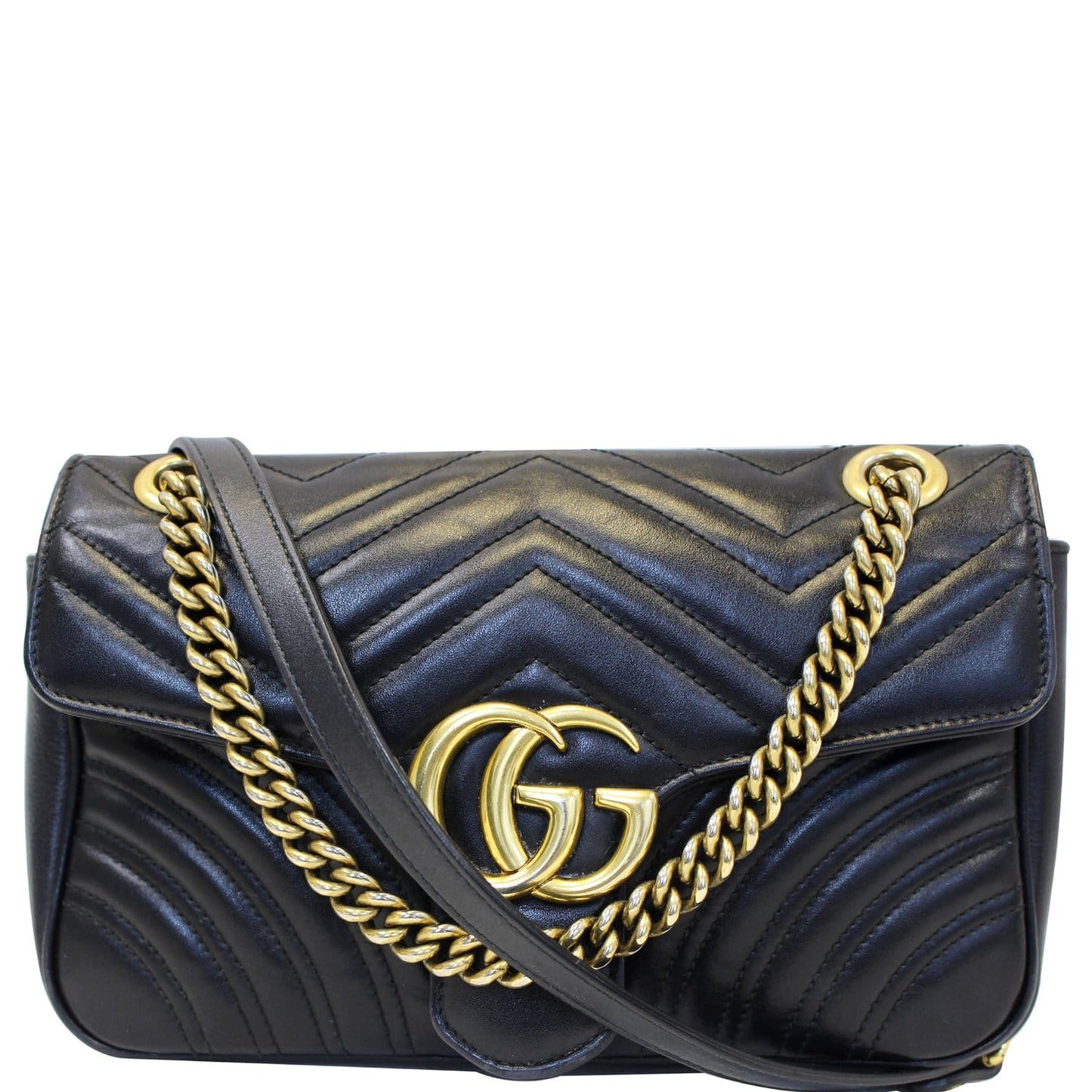 GUCCI GG Marmont Small Matelasse Leather Crossbody Bag Black
