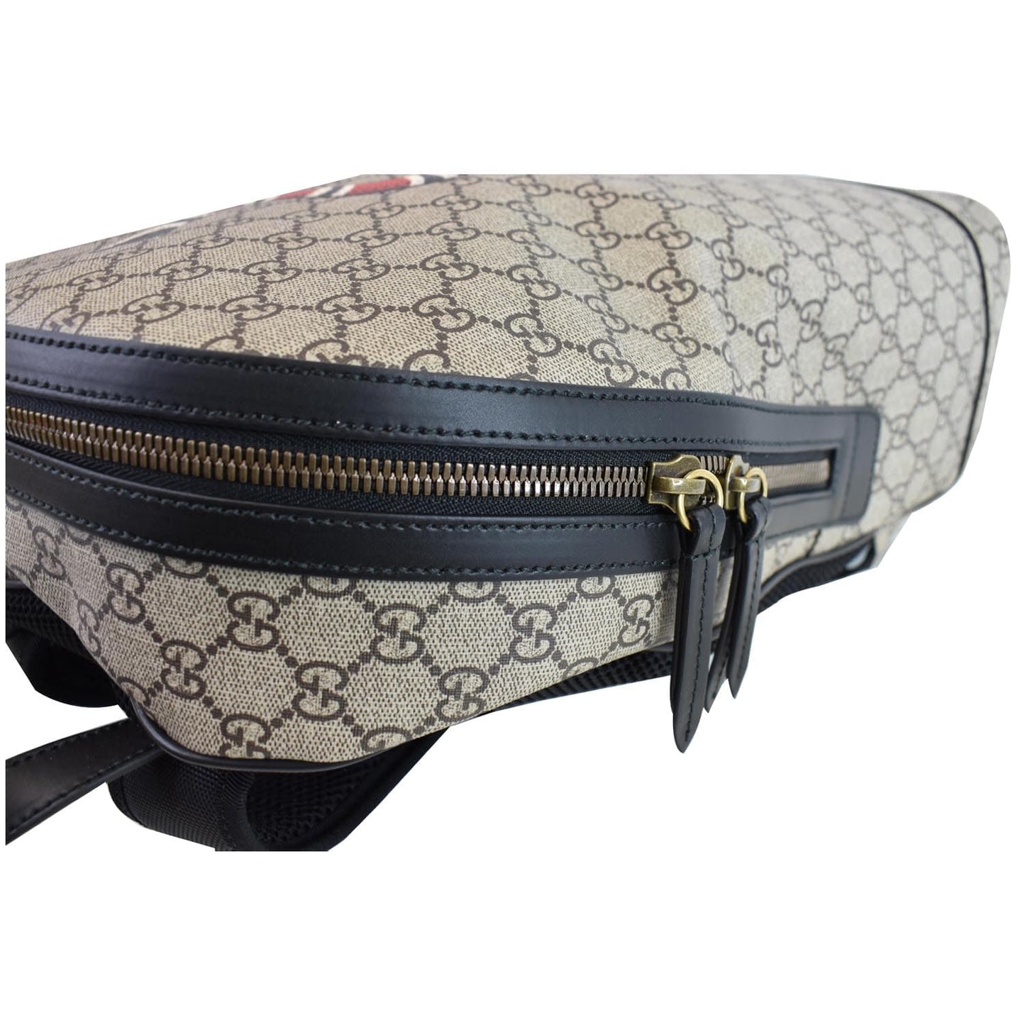 GUCCI Kingsnake Print GG Supreme Backpack Bag Beige 419584