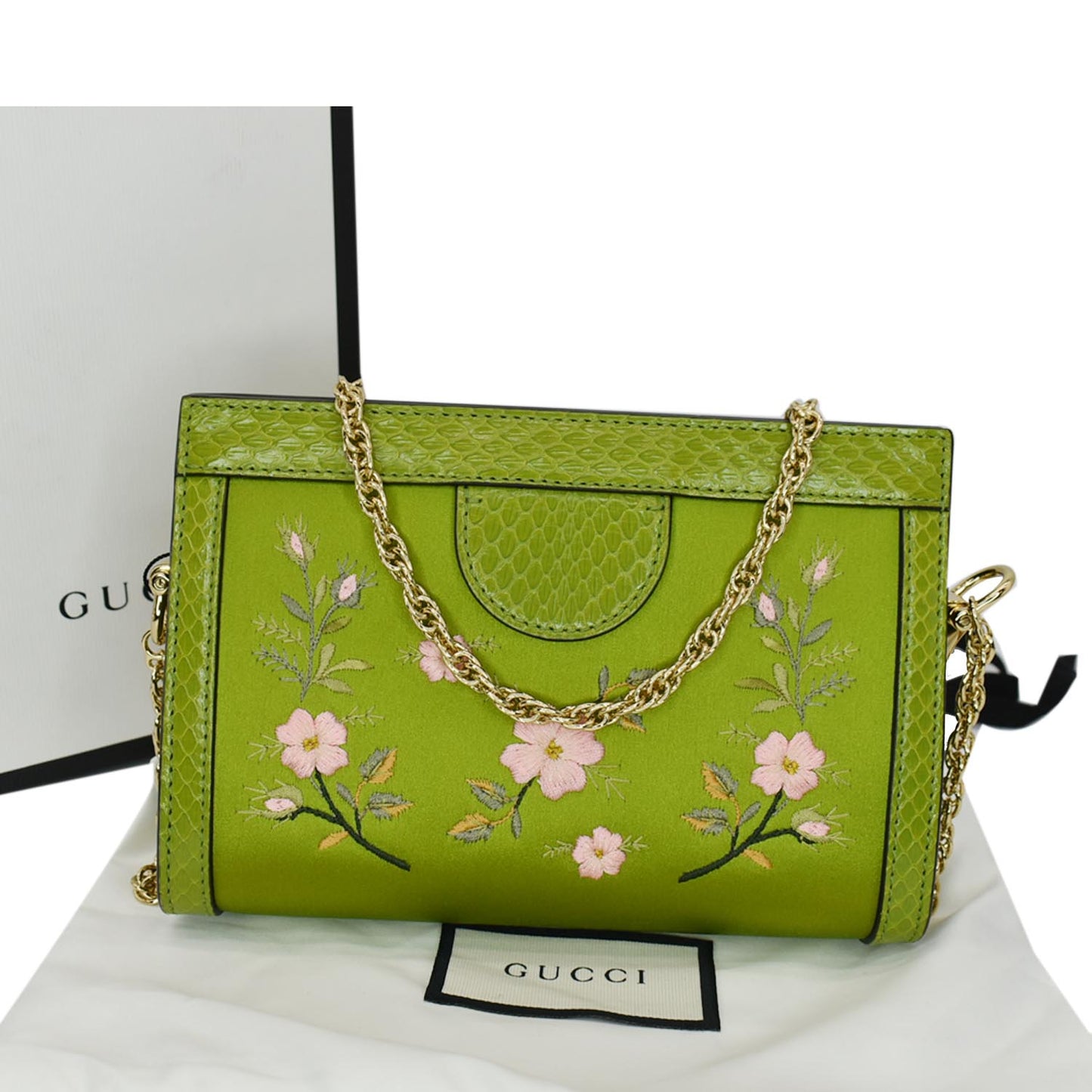 GUCCI Ophidia Silk Embroidered Floral Mini Shoulder Bag Green  - Hot Deals