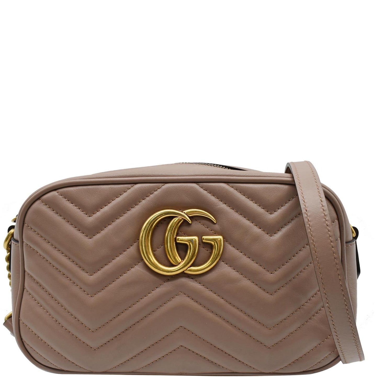 GUCCI GG Marmont Small Matelasse Leather Crossbody Bag Taupe 447632