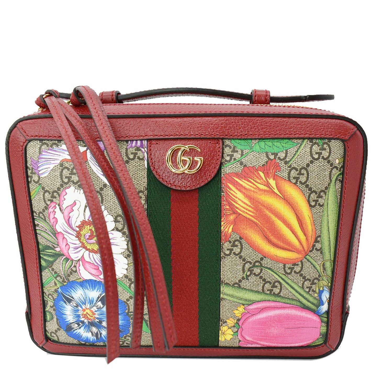 GUCCI Ophidia Flora Web Small Top Handle Shoulder Bag Red 550622