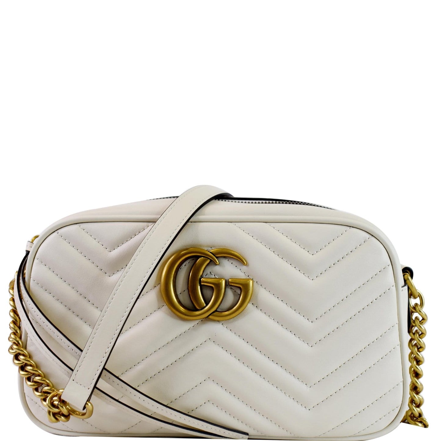 GUCCI GG Marmont Matelasse Small Leather Crossbody Bag White 447632