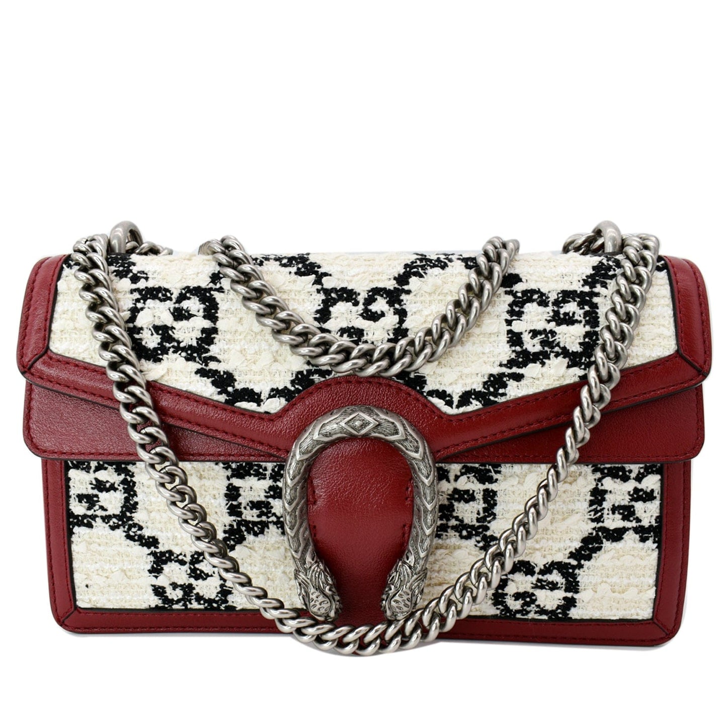 GUCCI Dionysus GG Tweed Small Shoulder Bag Cerise 400249