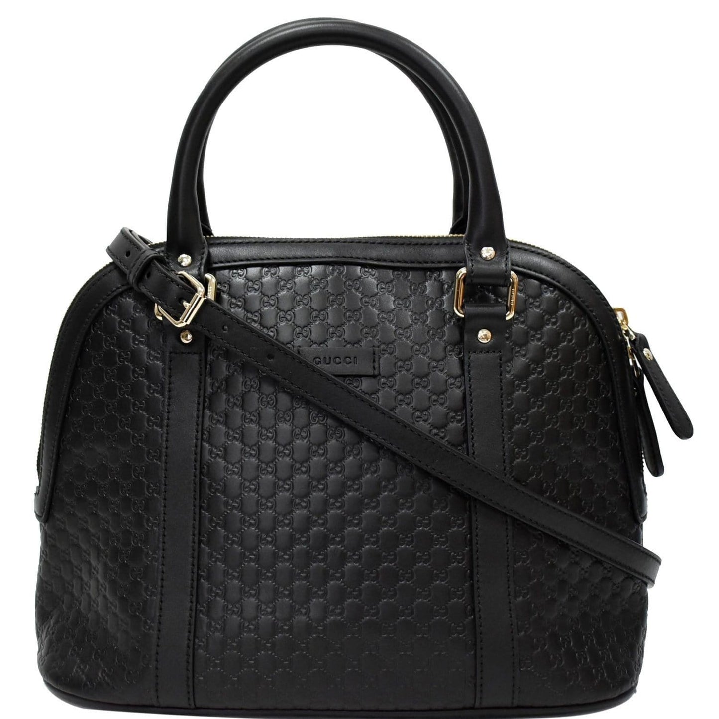 GUCCI Dome Medium Microguccissima Leather Shoulder Bag Black 449663
