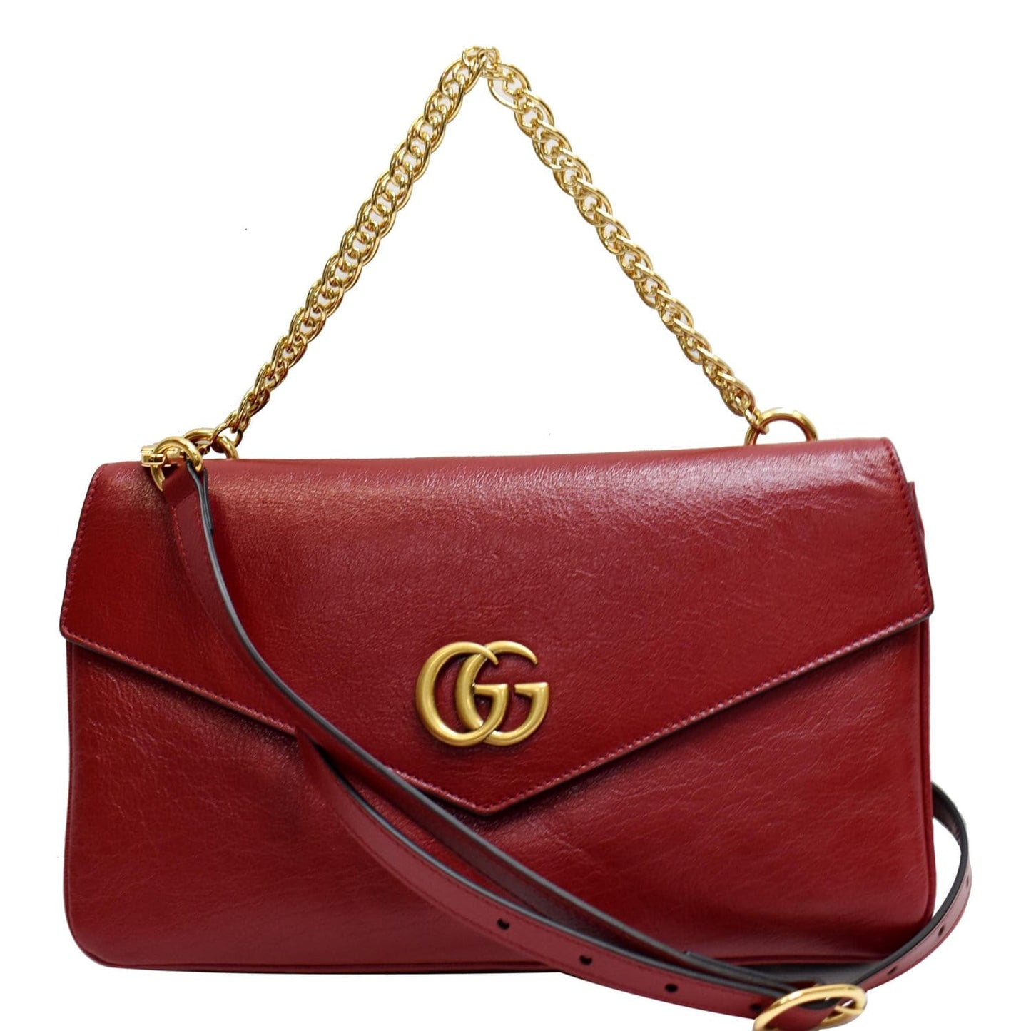 GUCCI Thiara Medium Double Smooth Leather Shoulder Bag Red/Black 524822