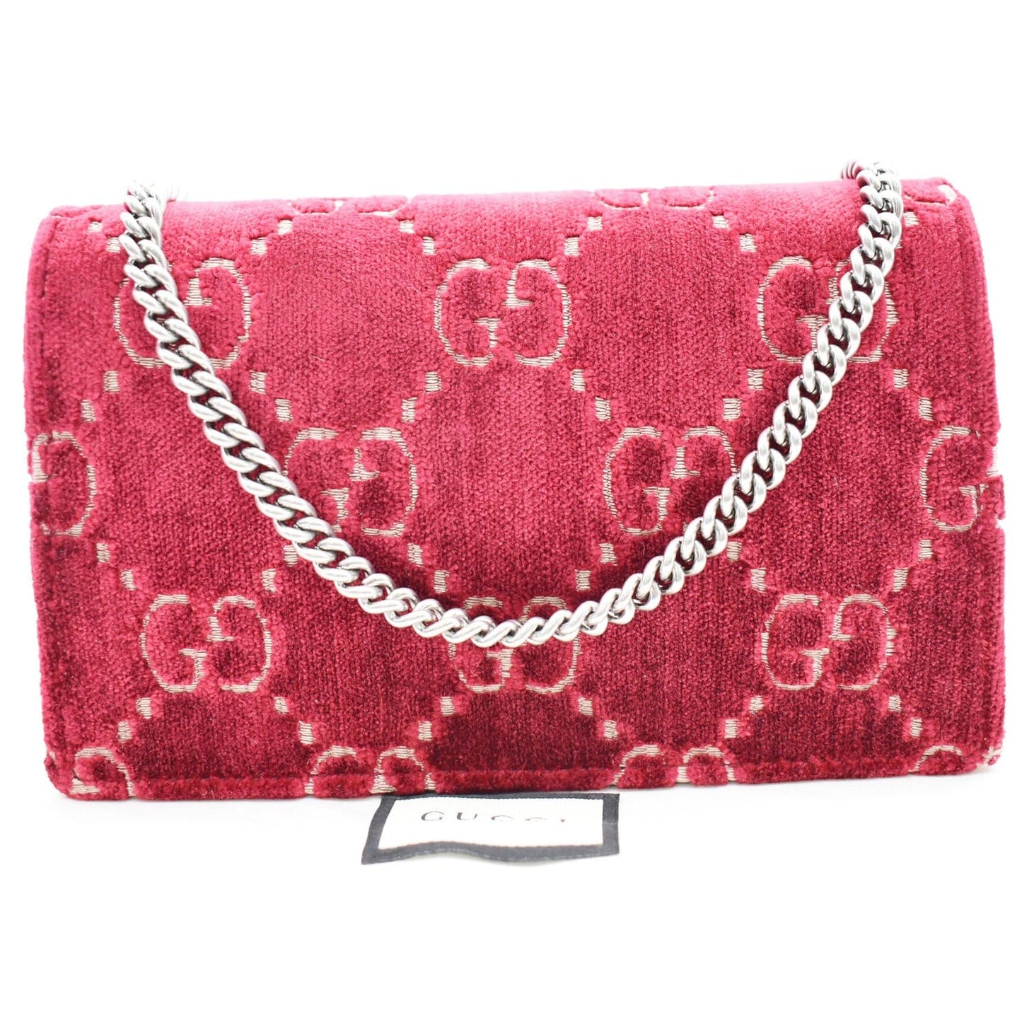 GUCCI Dionysus Super Mini GG Velvet Shoulder Bag Red 476432