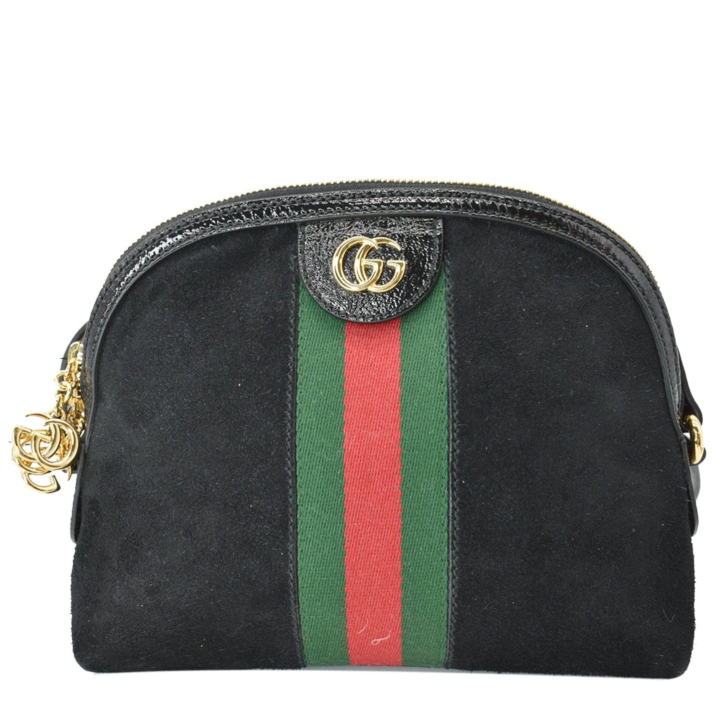 GUCCI Ophidia GG Small Suede Shoulder Bag Black 499621