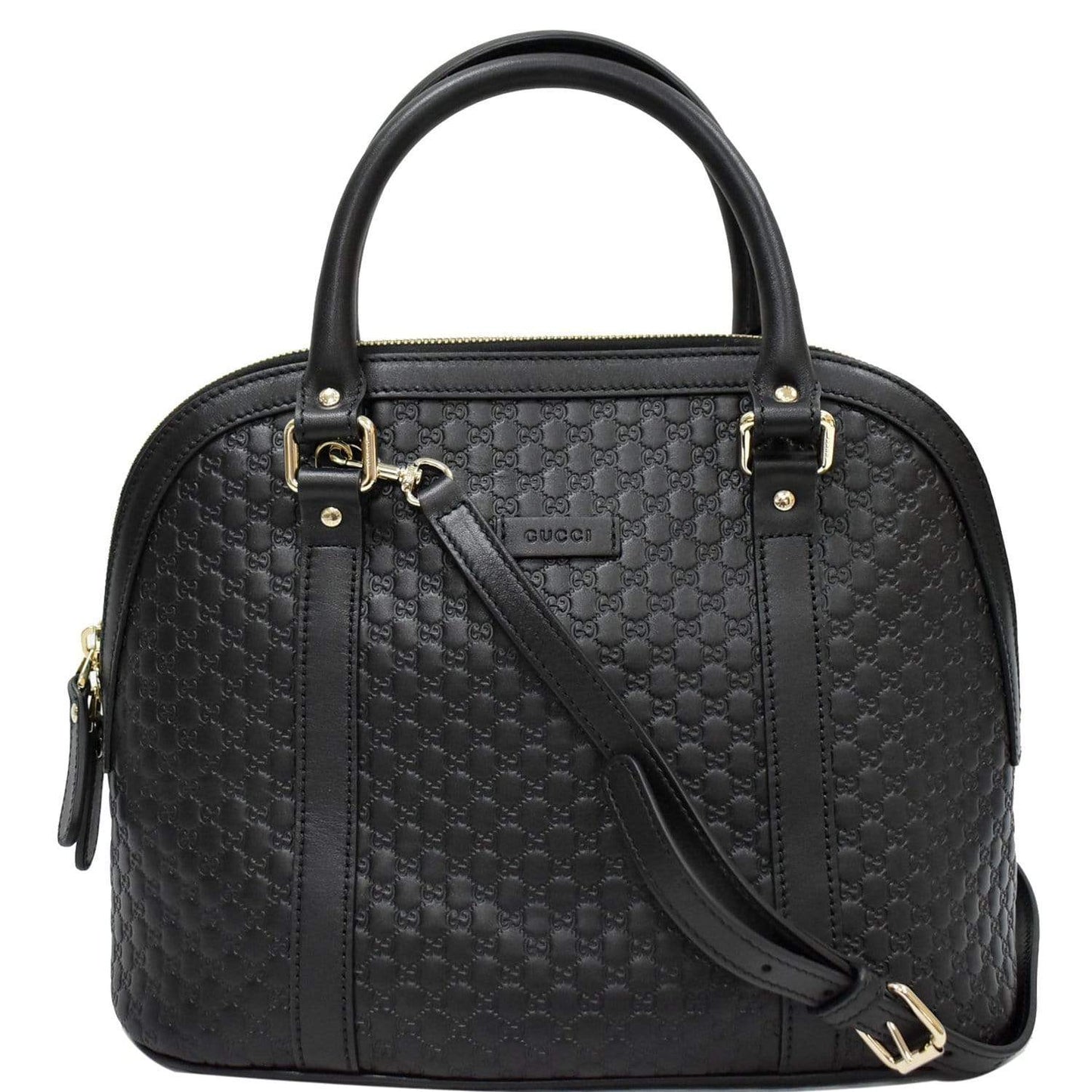 GUCCI Dome Medium Microguccissima Leather Shoulder Bag Black 449663