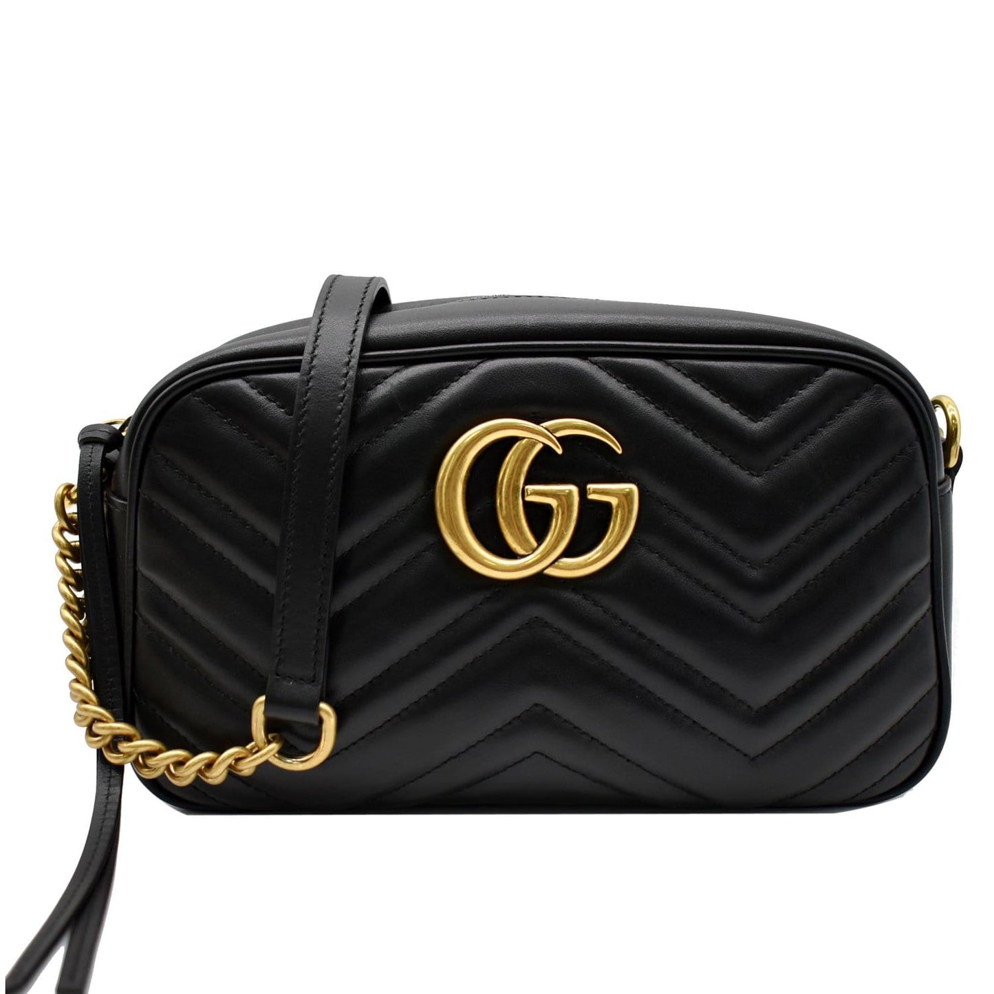 GUCCI GG Marmont Small Matelasse Leather Crossbody Bag Black 447632