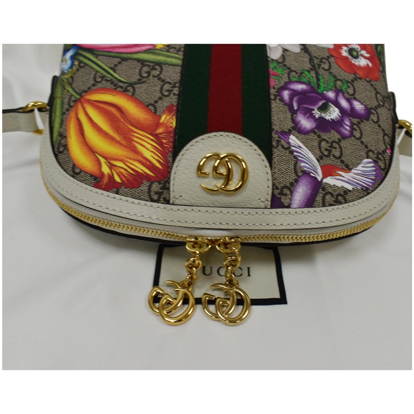 GUCCI Ophidia Flora Small Supreme Canvas Shoulder Bag Beige 499621