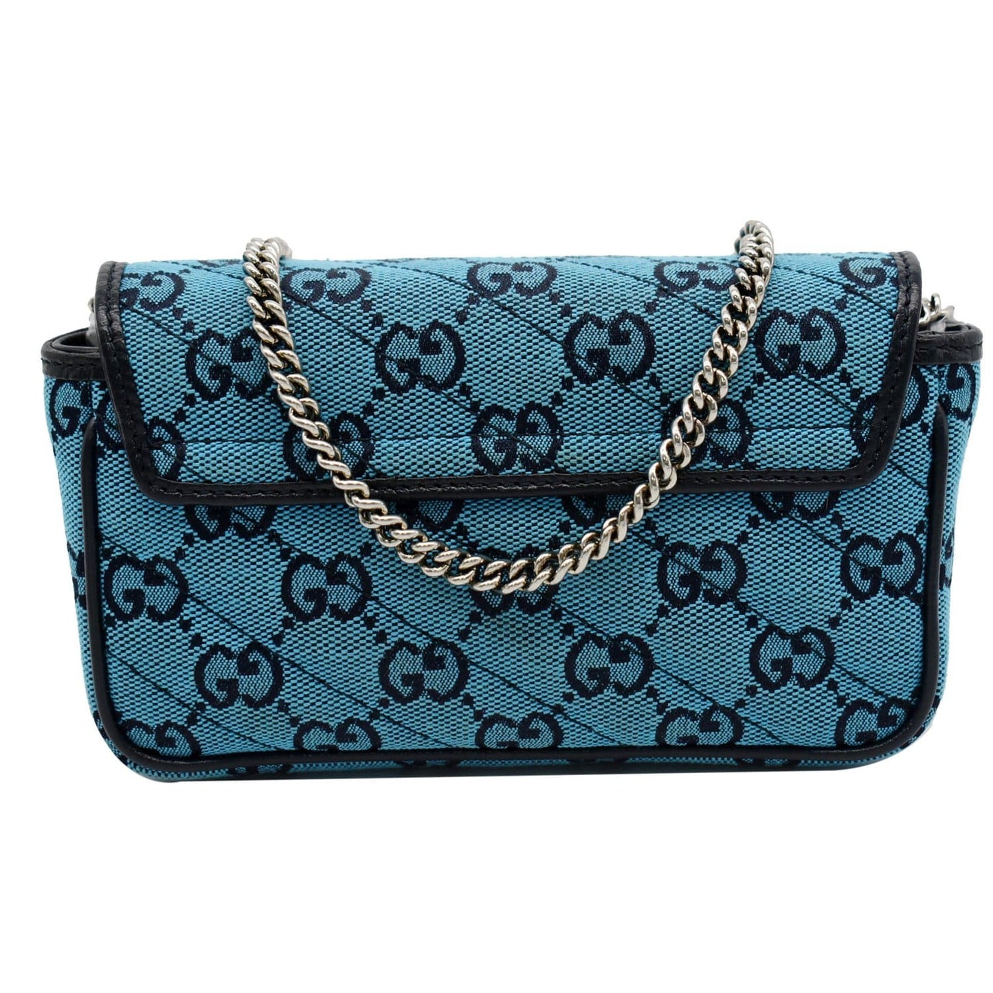 GUCCI GG Marmont Super Mini Matelasse Canvas Crossbody Bag Blue 476433