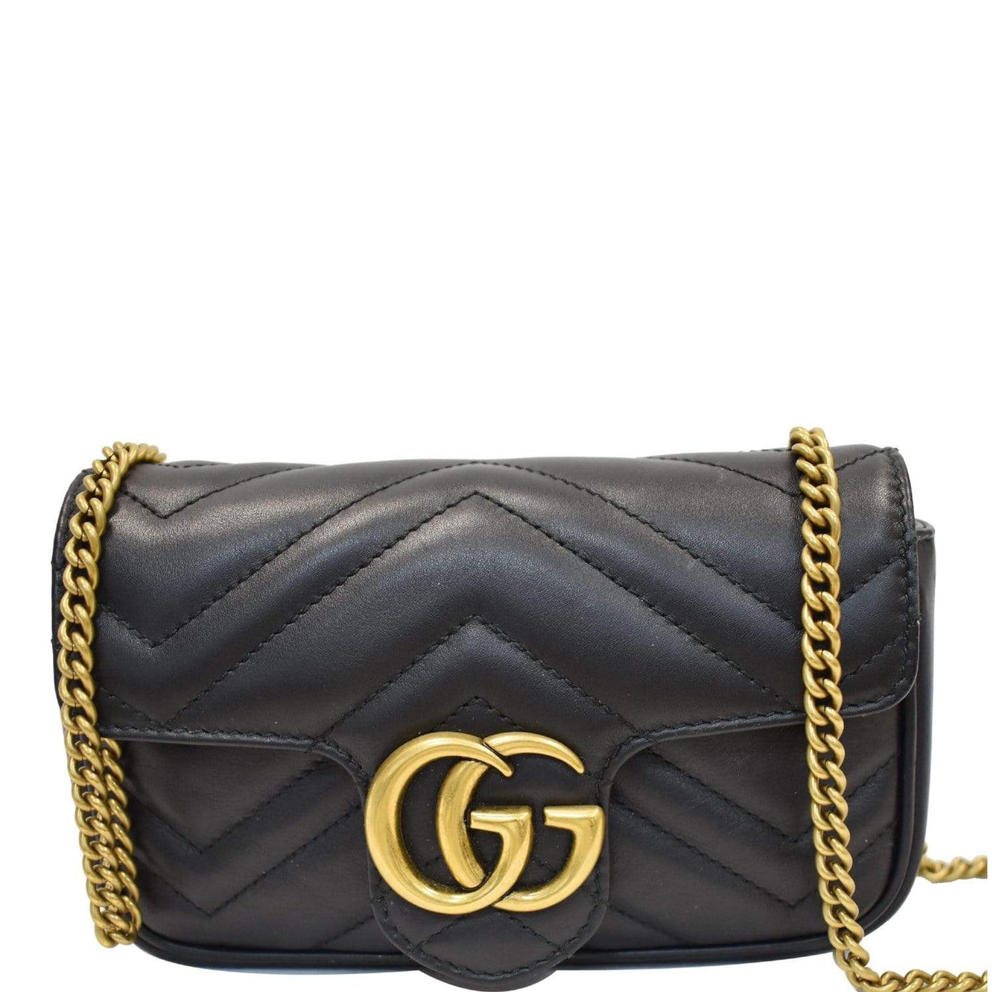 GUCCI GG Marmont Super Mini Leather Crossbody Bag Black 476433
