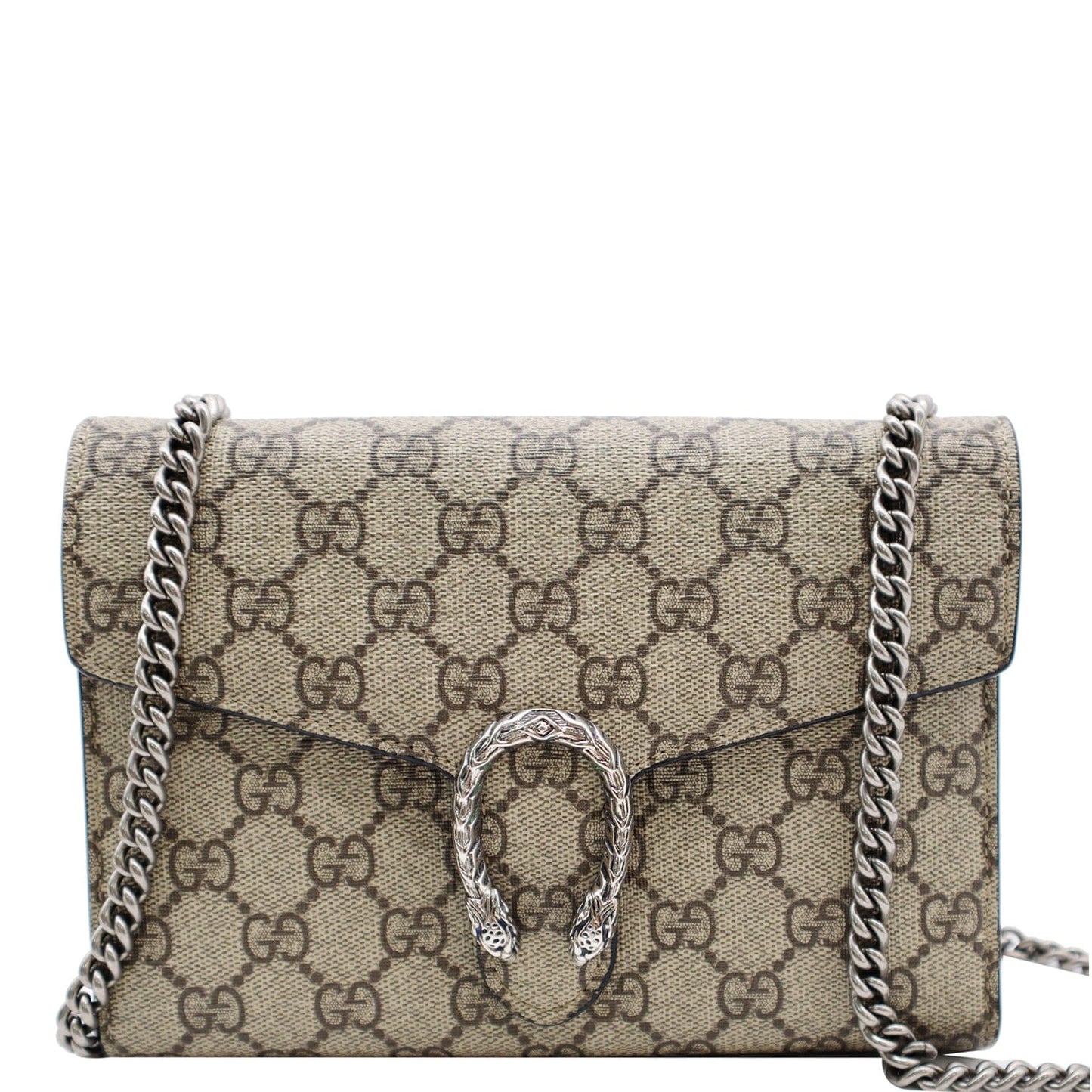 GUCCI Dionysus GG Supreme Crossbody Chain Wallet Beige 401231
