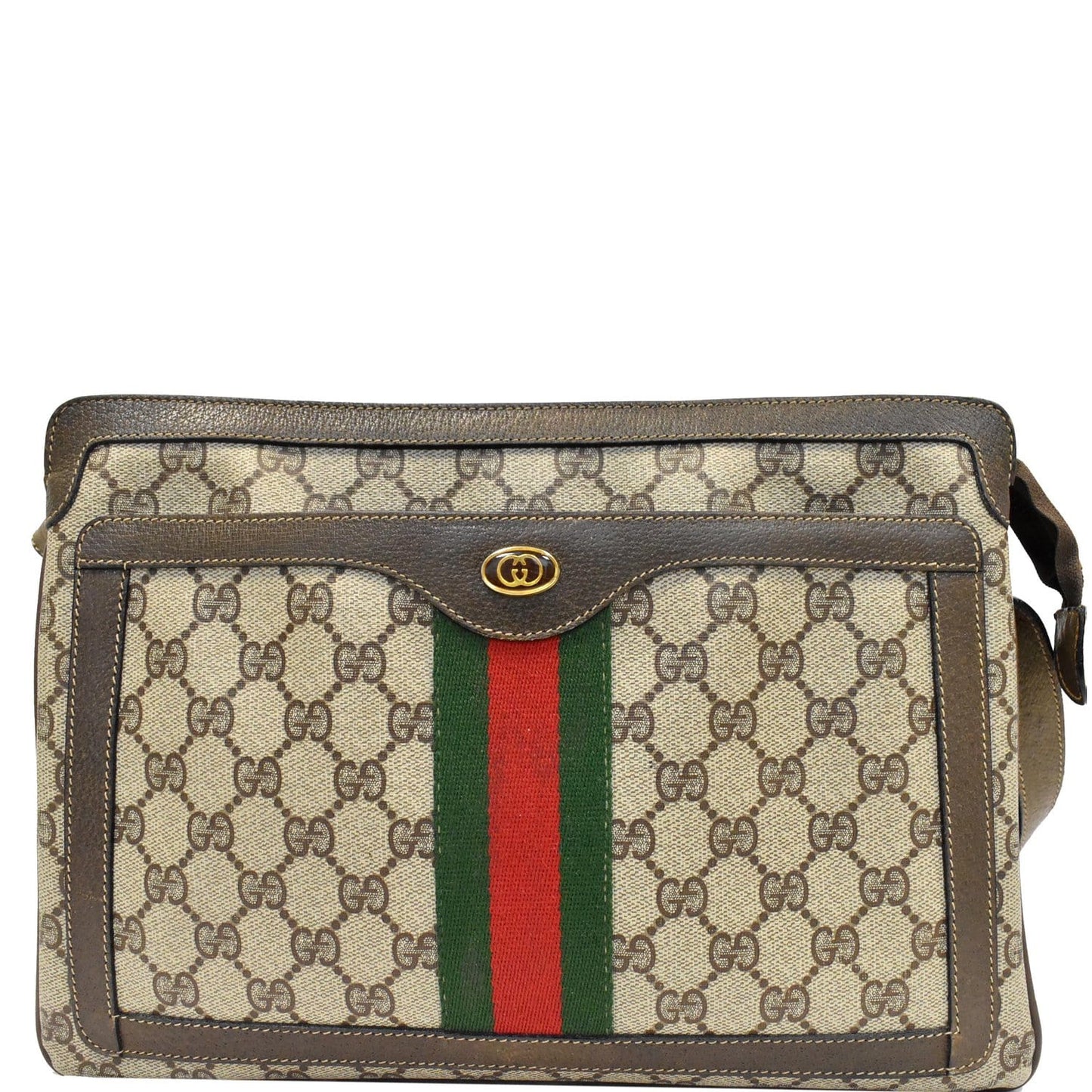 GUCCI Vintage Web Detail GG Canvas Shoulder Bag Beige 14.02.013
