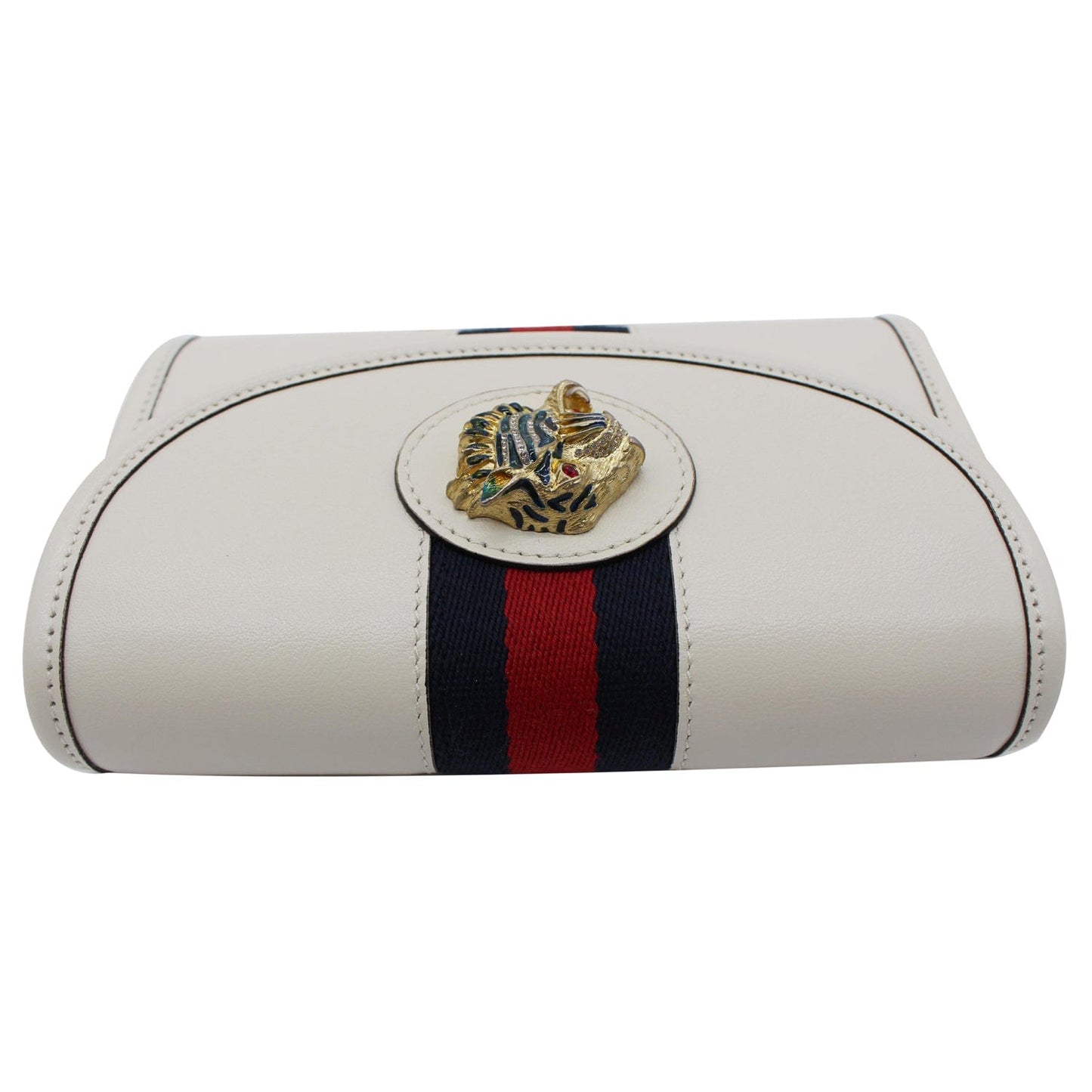 GUCCI Rajah Mini Leather Chain Shoulder Bag White 573797
