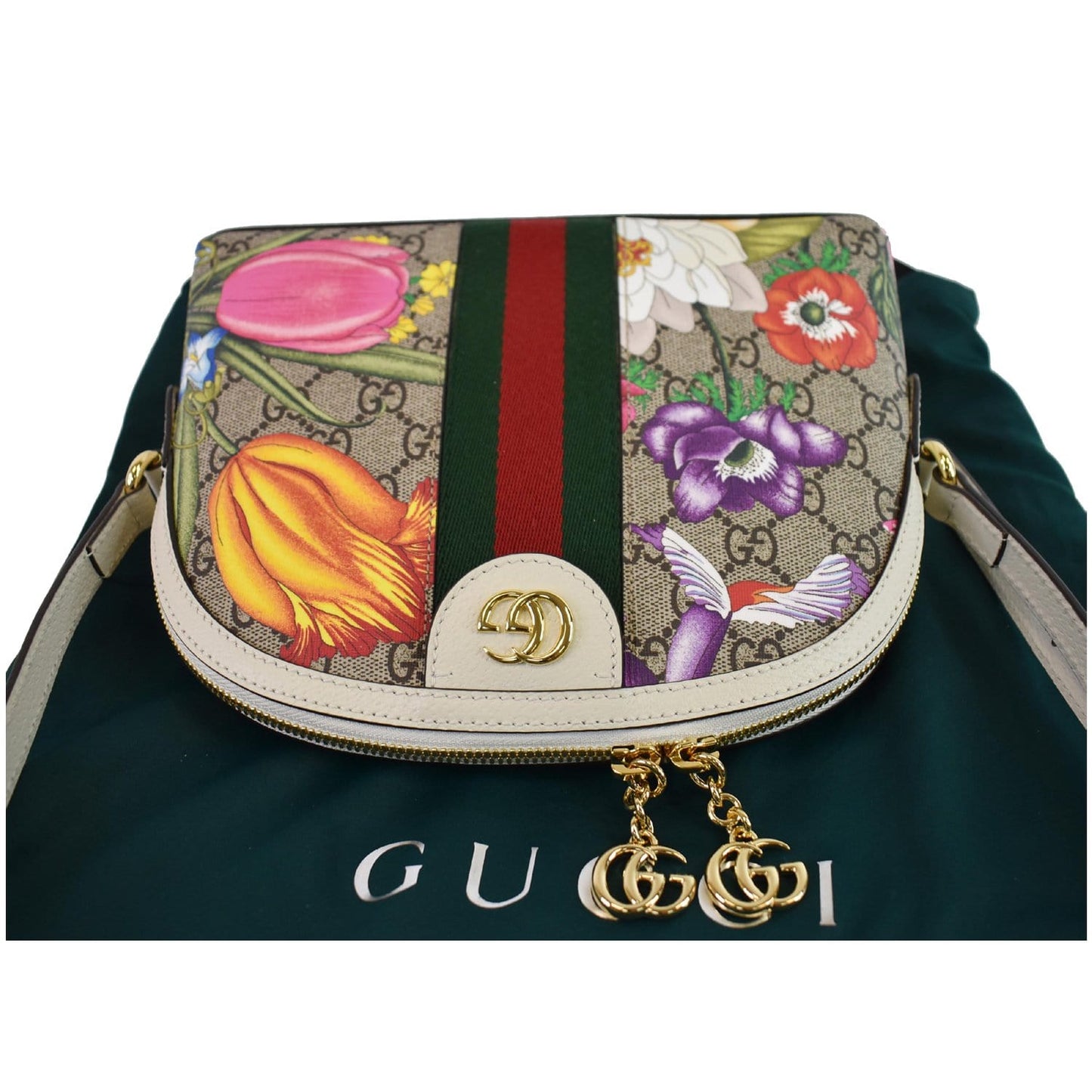GUCCI Ophidia Flora Small Supreme Canvas Shoulder Bag Beige 499621 - Final Sale