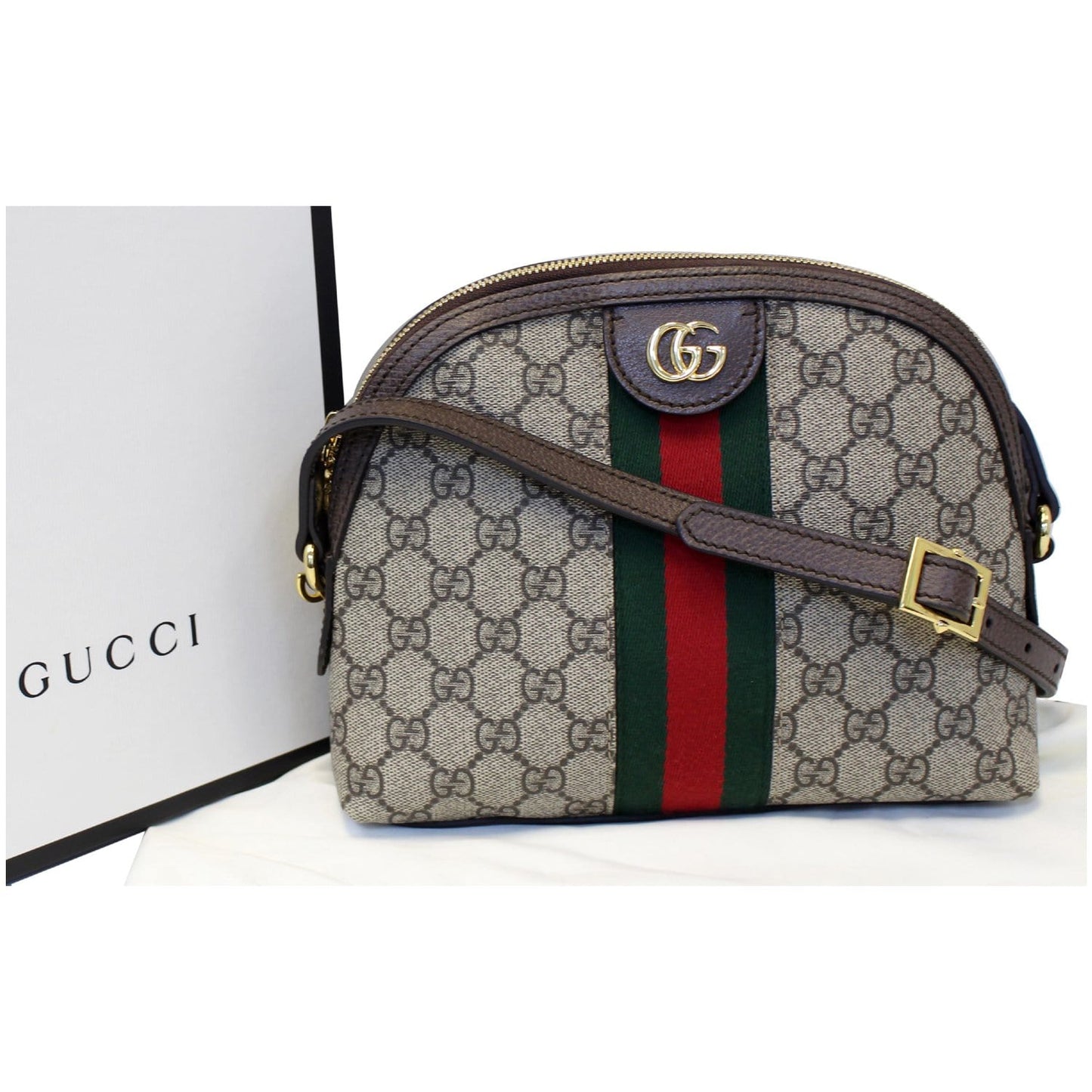 GUCCI Ophidia GG Supreme Canvas Small Shoulder Bag Beige 499621