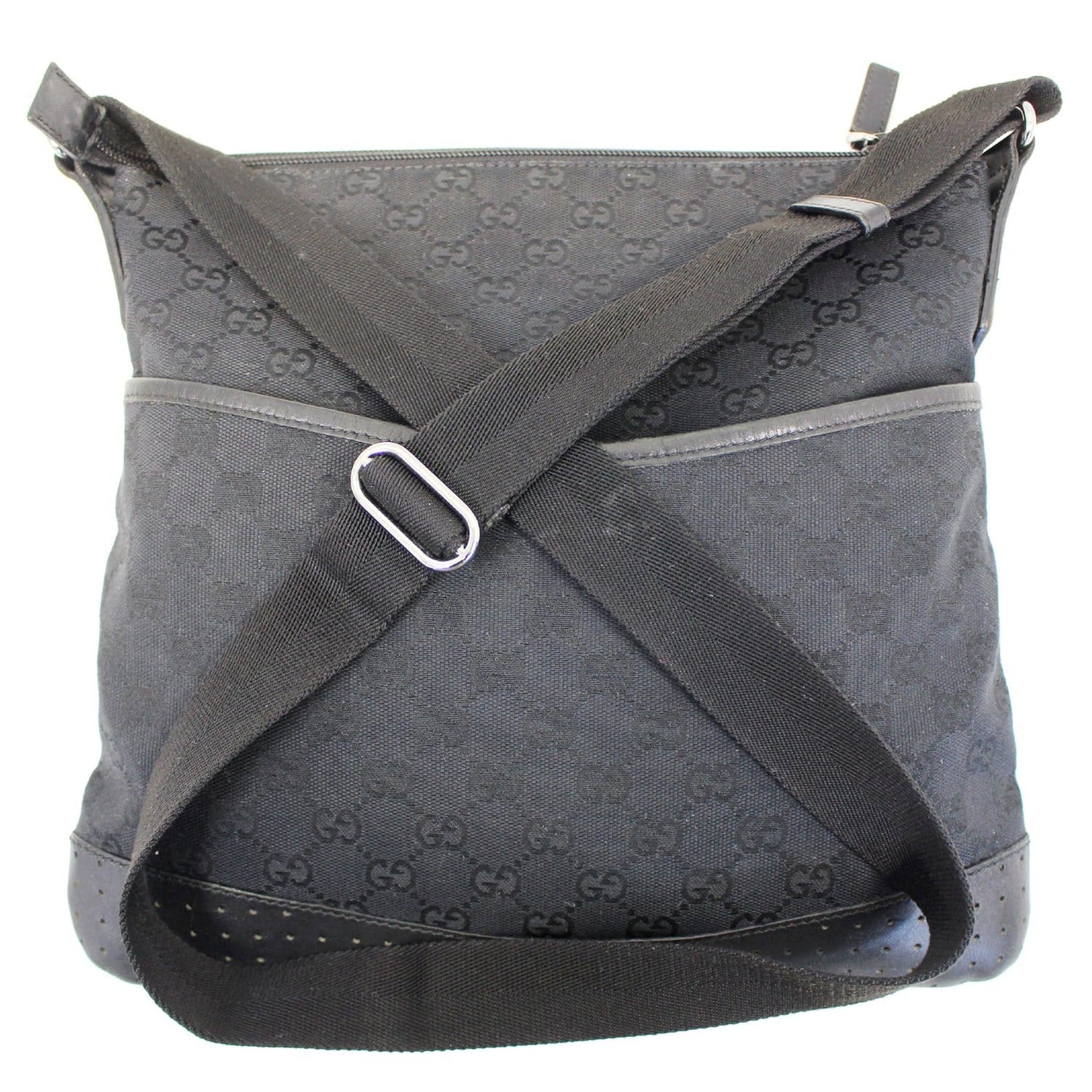 GUCCI Monogram Medium Perforated Messenger Crossbody Bag Black