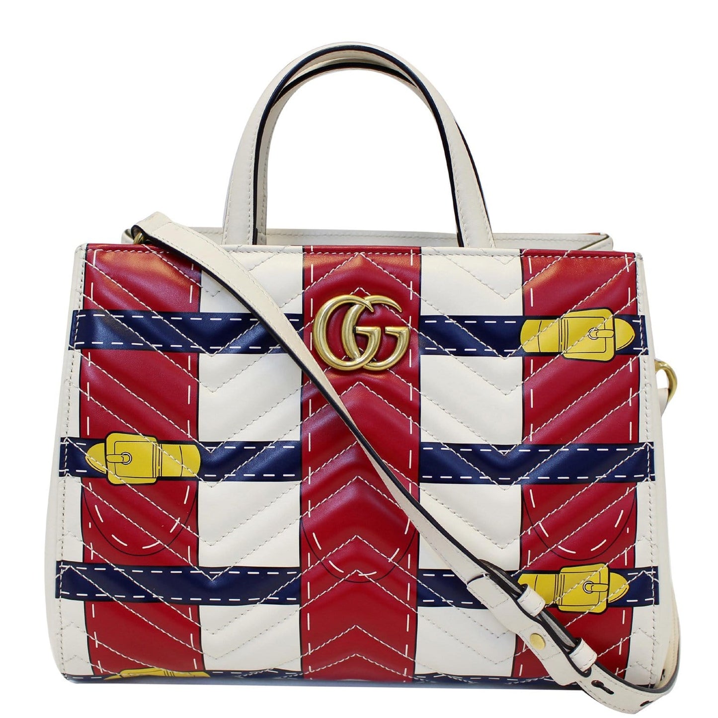 GUCCI Trompe L�oeil Print GG Marmont Top Handle Shoulder Bag