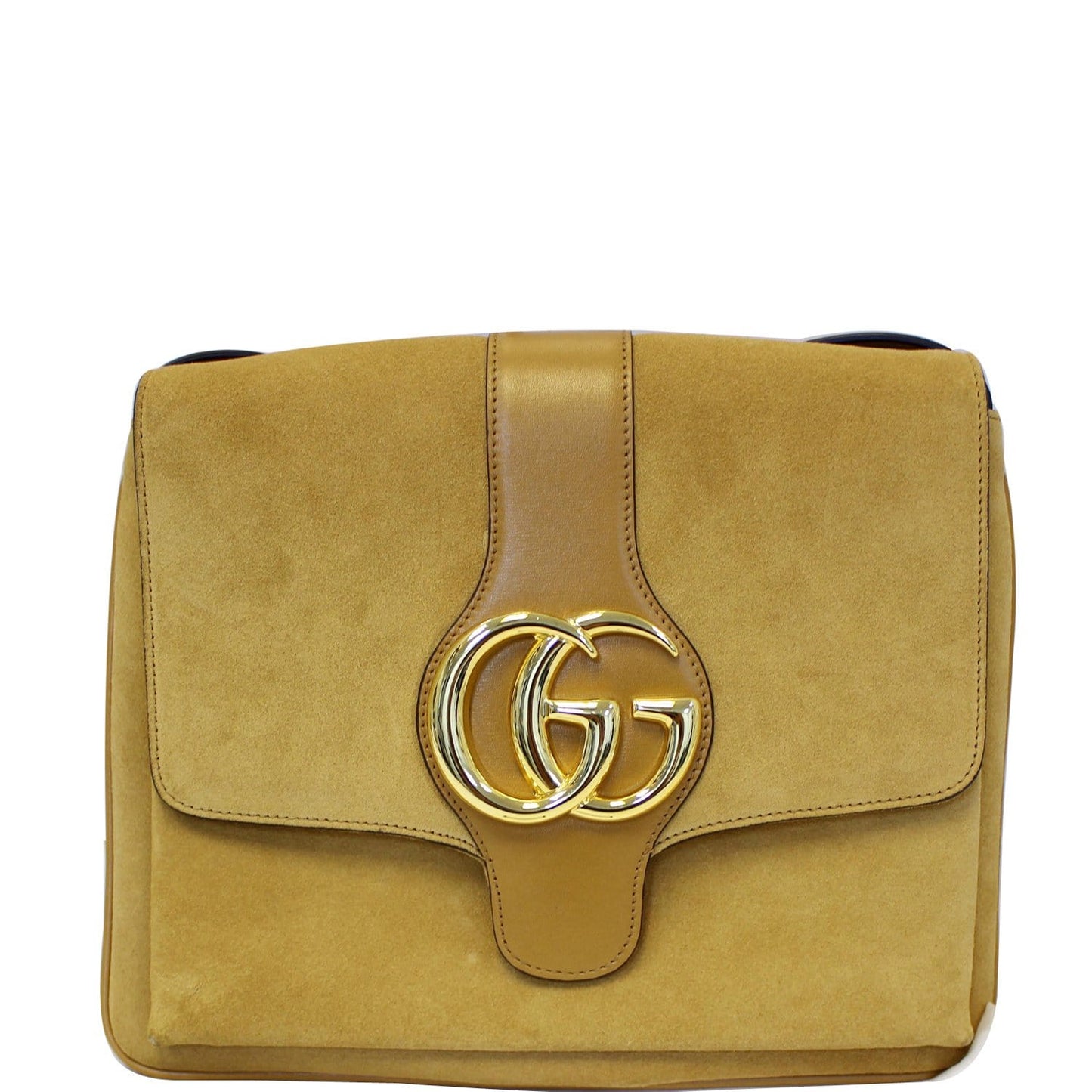 GUCCI Arli Medium Suede Leather Shoulder Crossbody Bag Mustard Yellow