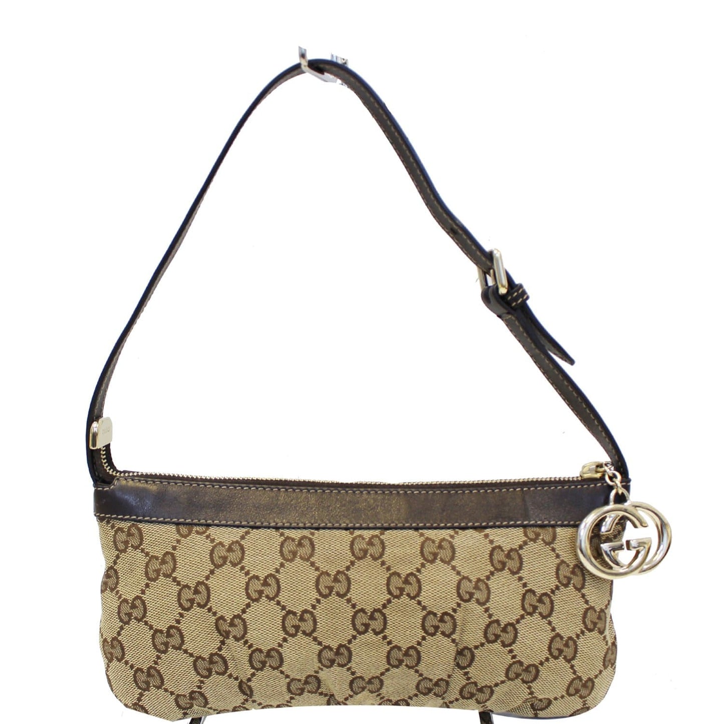 GUCCI Interlocking G Pochette GG Canvas Shoulder Bag Beige
