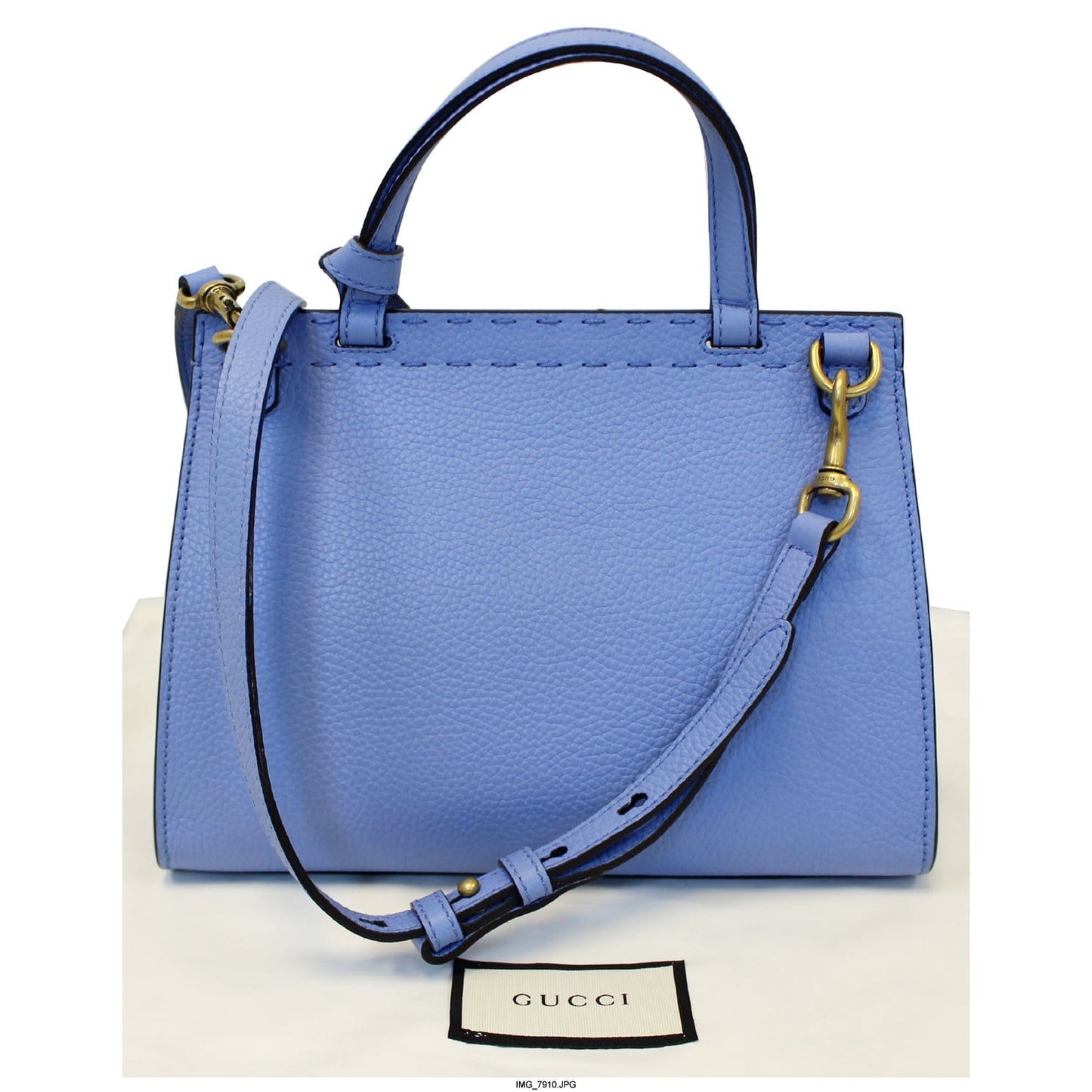 GUCCI GG Marmont Leather Top Handle Shoulder Bag Blue 442622