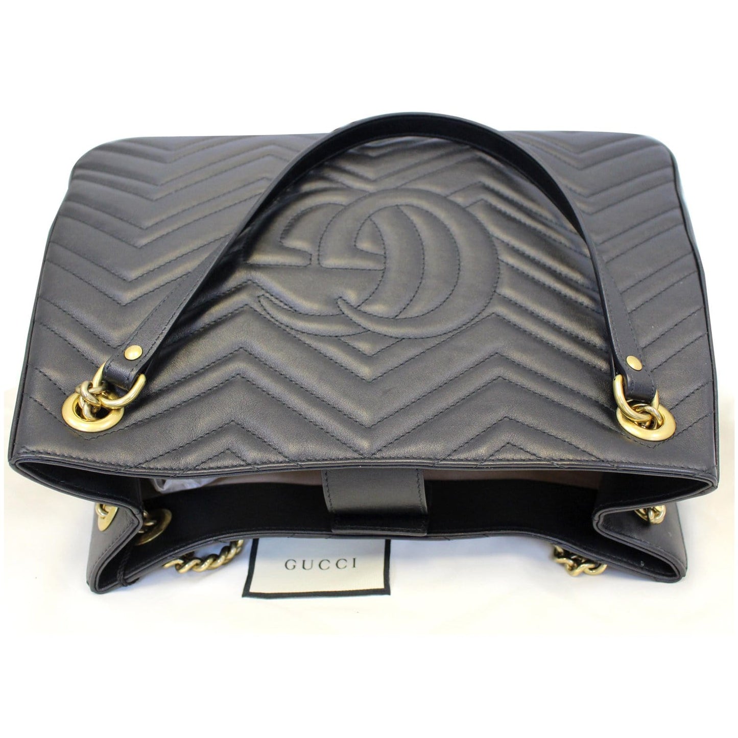 GUCCI GG Marmont Metelasse Medium Quilted Leather Shoulder Bag 453569 Black