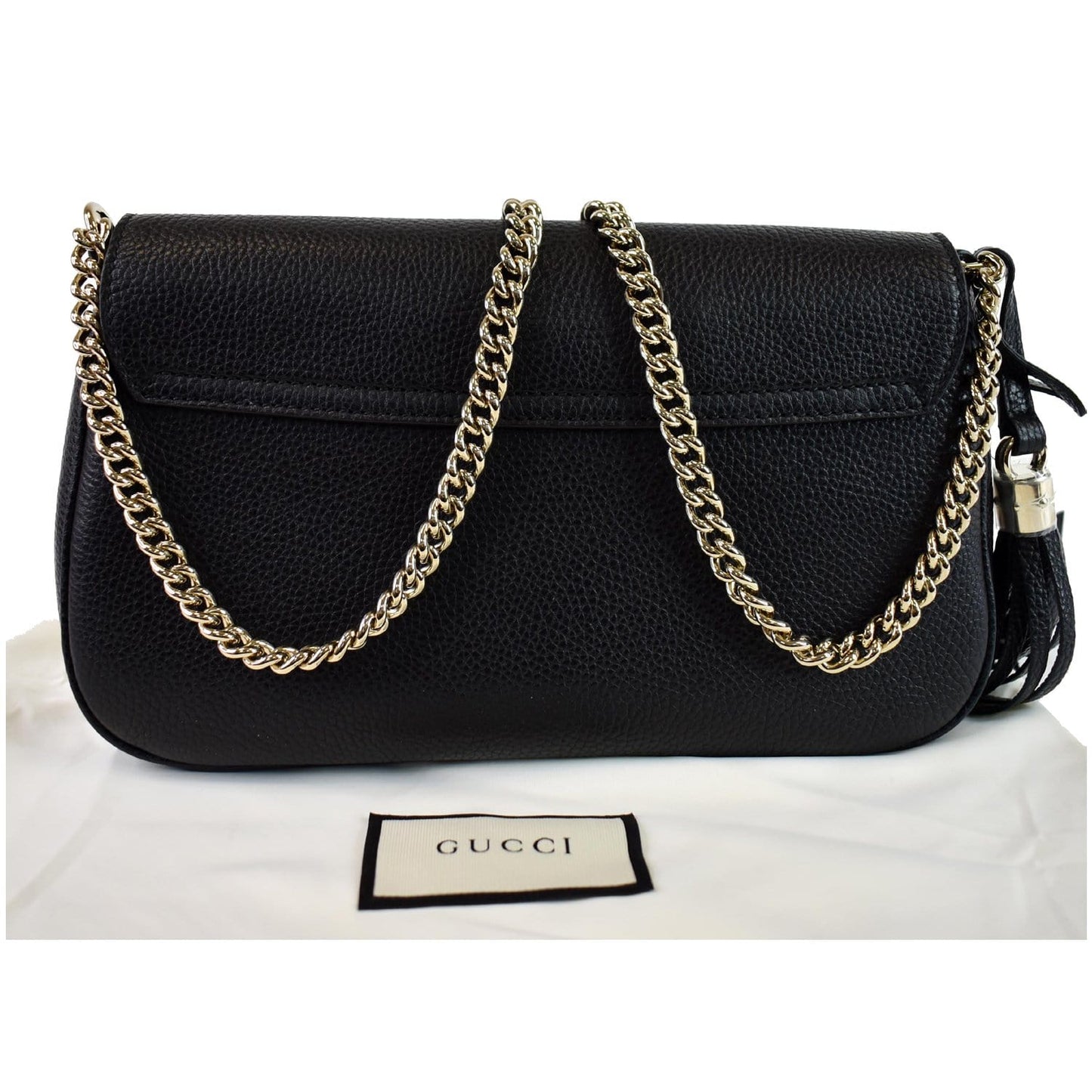 GUCCI Soho Chain Flap Leather Shoulder Bag Black 536224