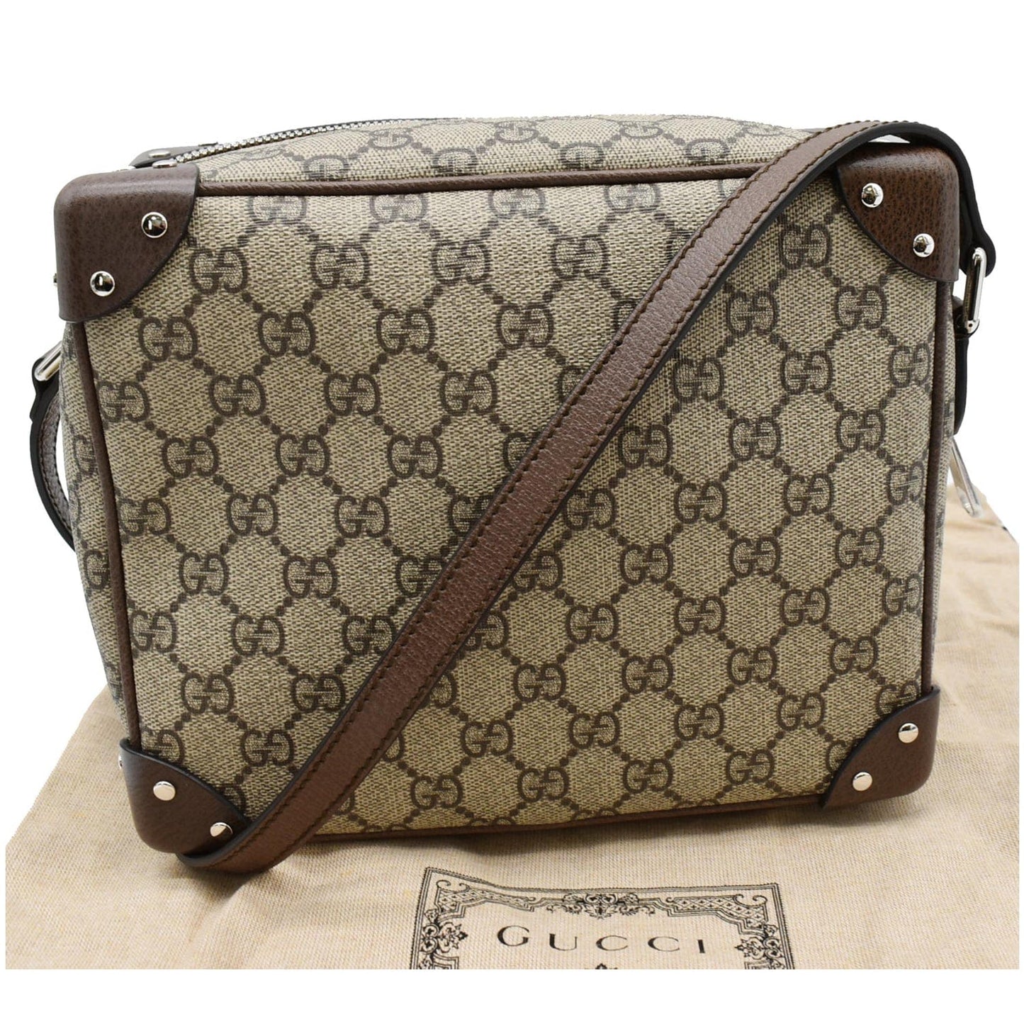 GUCCI GG Supreme Monogram Canvas Shoulder Bag Beige 626363