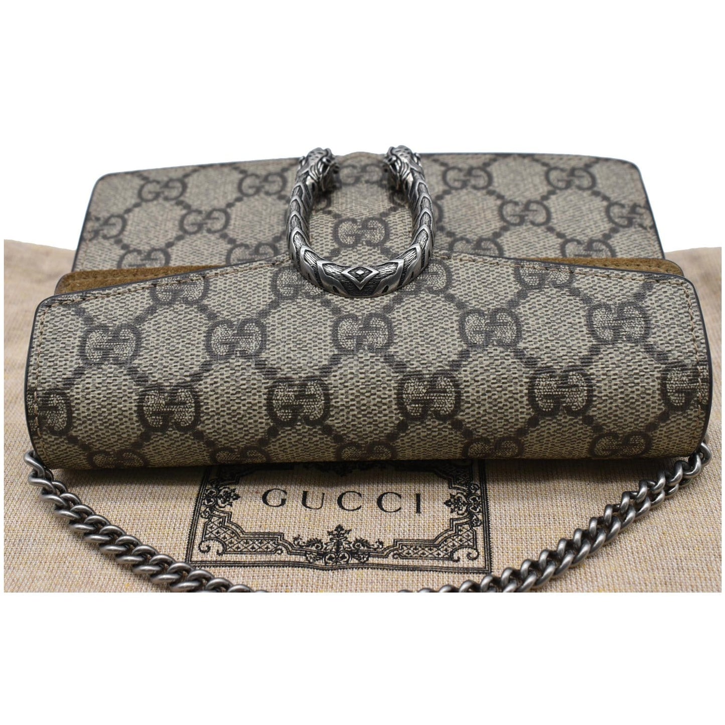 GUCCI Dionysus Super Mini GG Canvas Shoulder Bag Beige 476432