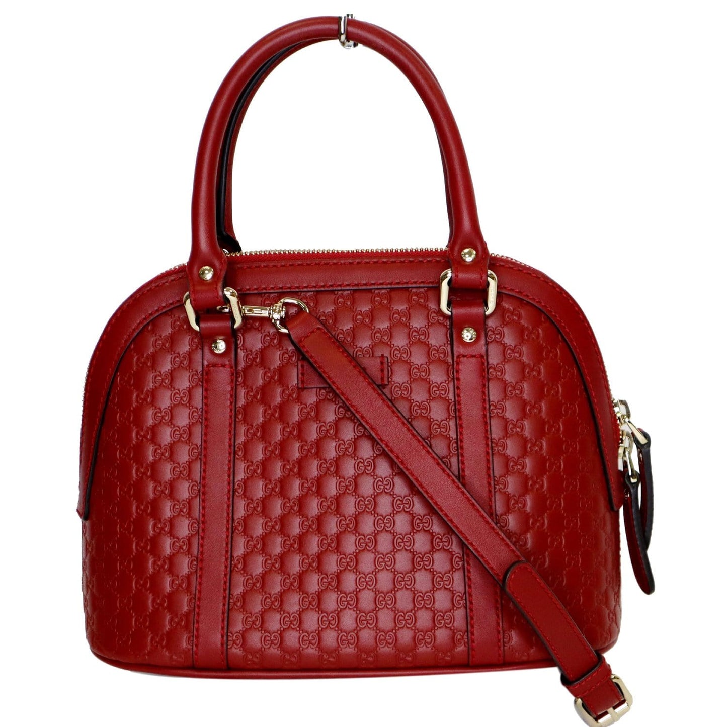 GUCCI Dome Convertible Micro Guccissima Crossbody Bag Red 449654