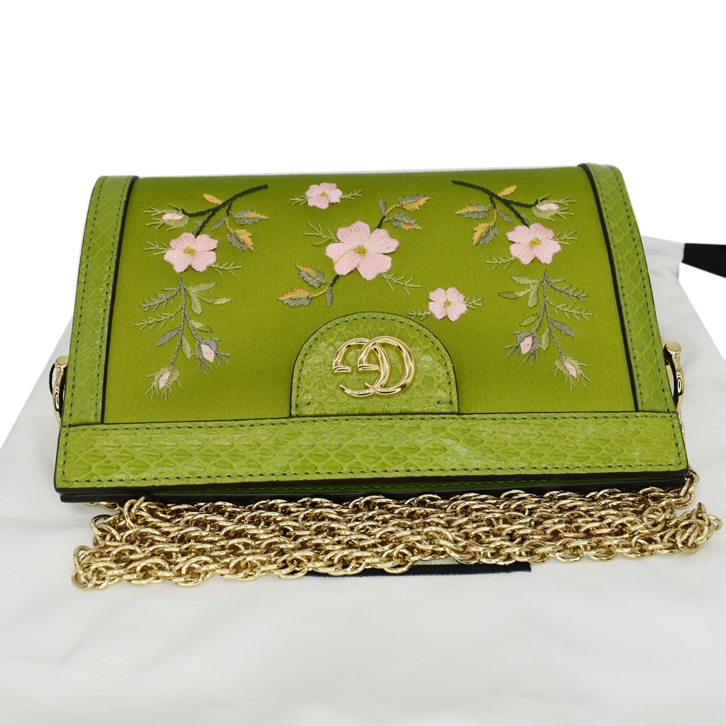 GUCCI Ophidia Silk Embroidered Floral Mini Shoulder Bag Green  - Hot Deals