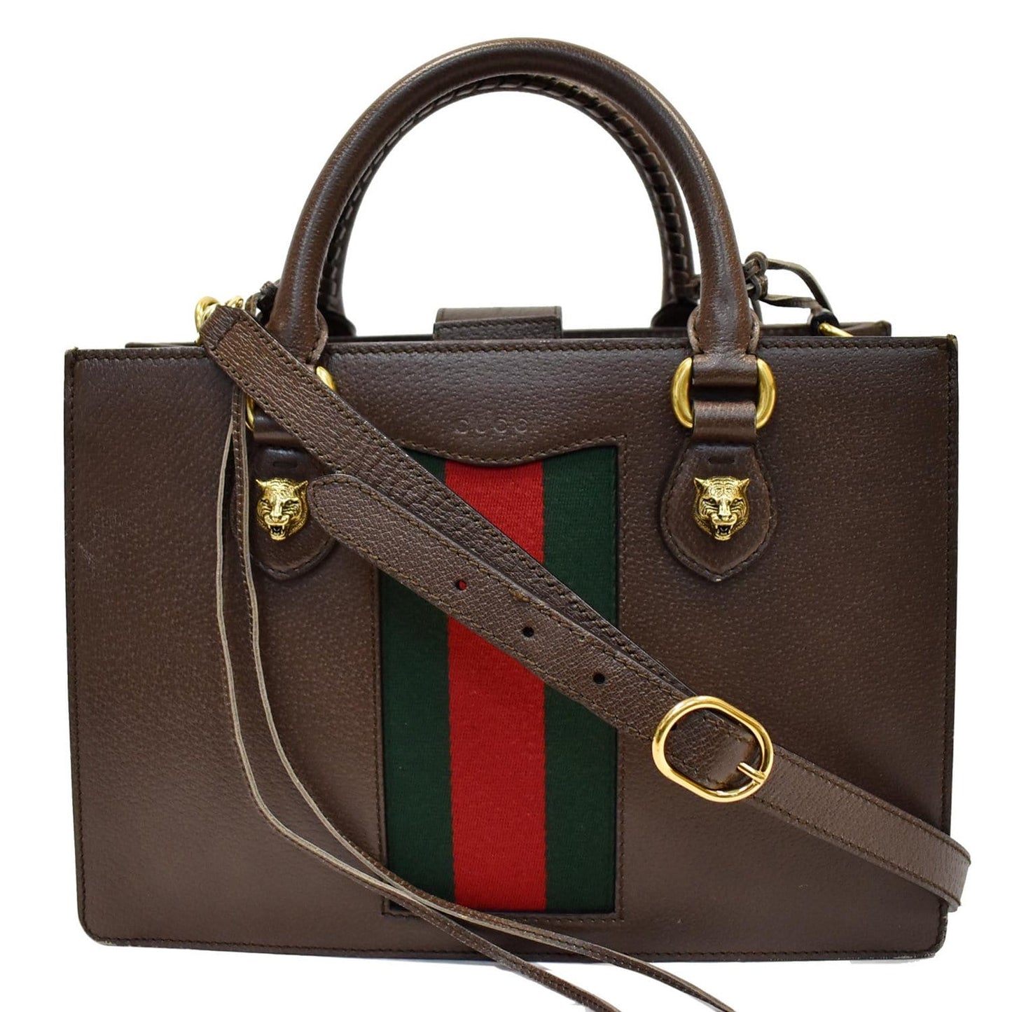 GUCCI Animalier Leather Top Handle Shoulder Bag Brown 431277 - 25% OFF