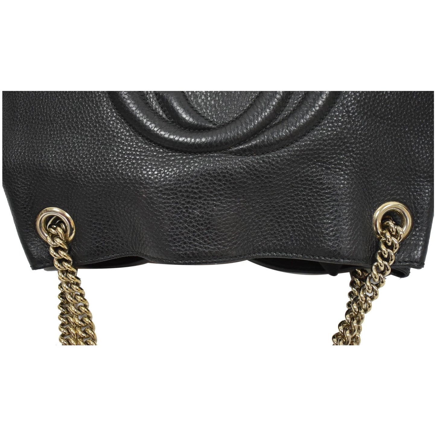 GUCCI Soho Pebbled Leather Chain Shoulder Bag 308982 Black