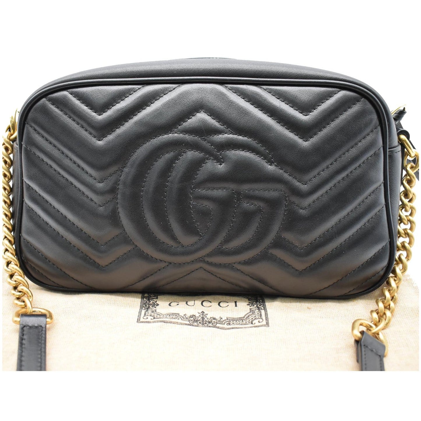 GUCCI GG Marmont Small Matelasse Leather Crossbody Bag Black 447632
