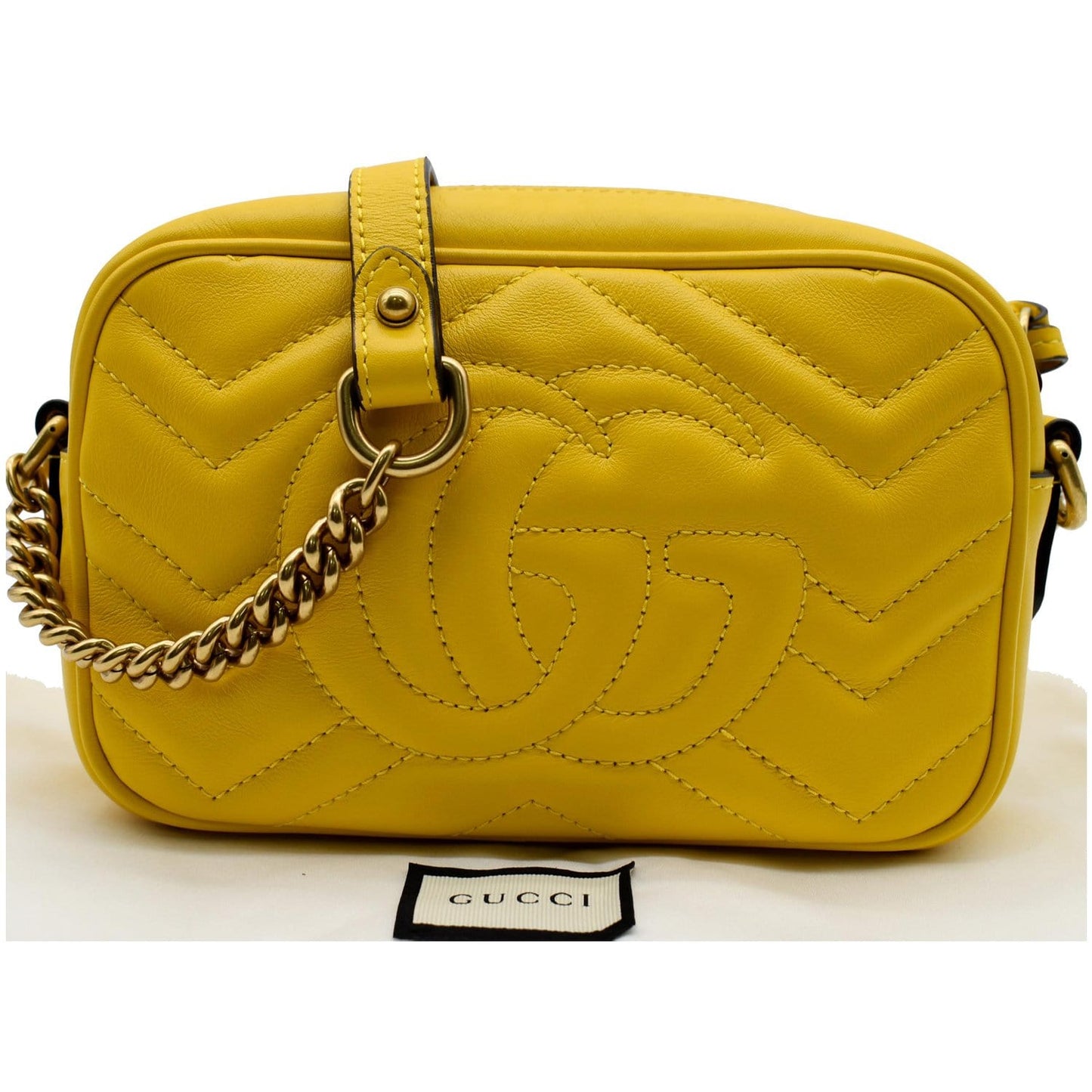 GUCCI GG Marmont Matelasse Mini Leather Crossbody Bag Yellow 448065