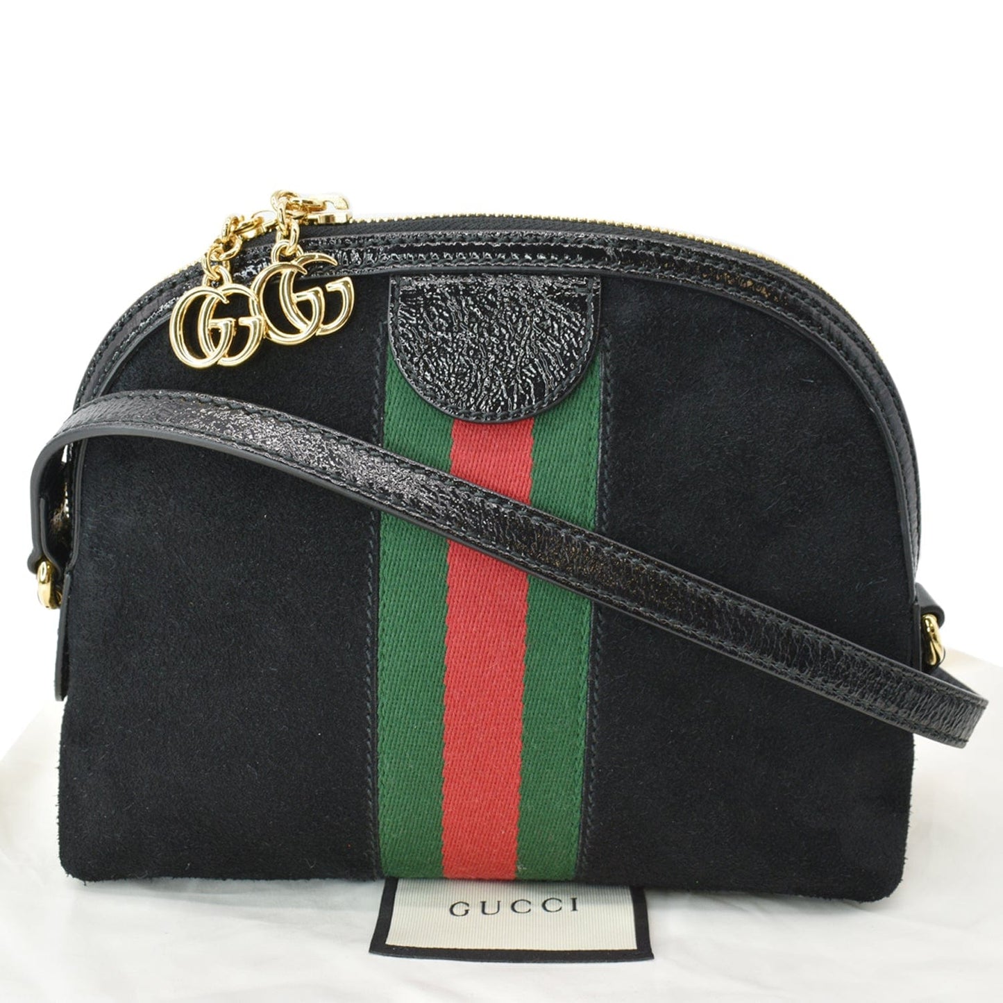 GUCCI Ophidia GG Small Suede Shoulder Bag Black 499621