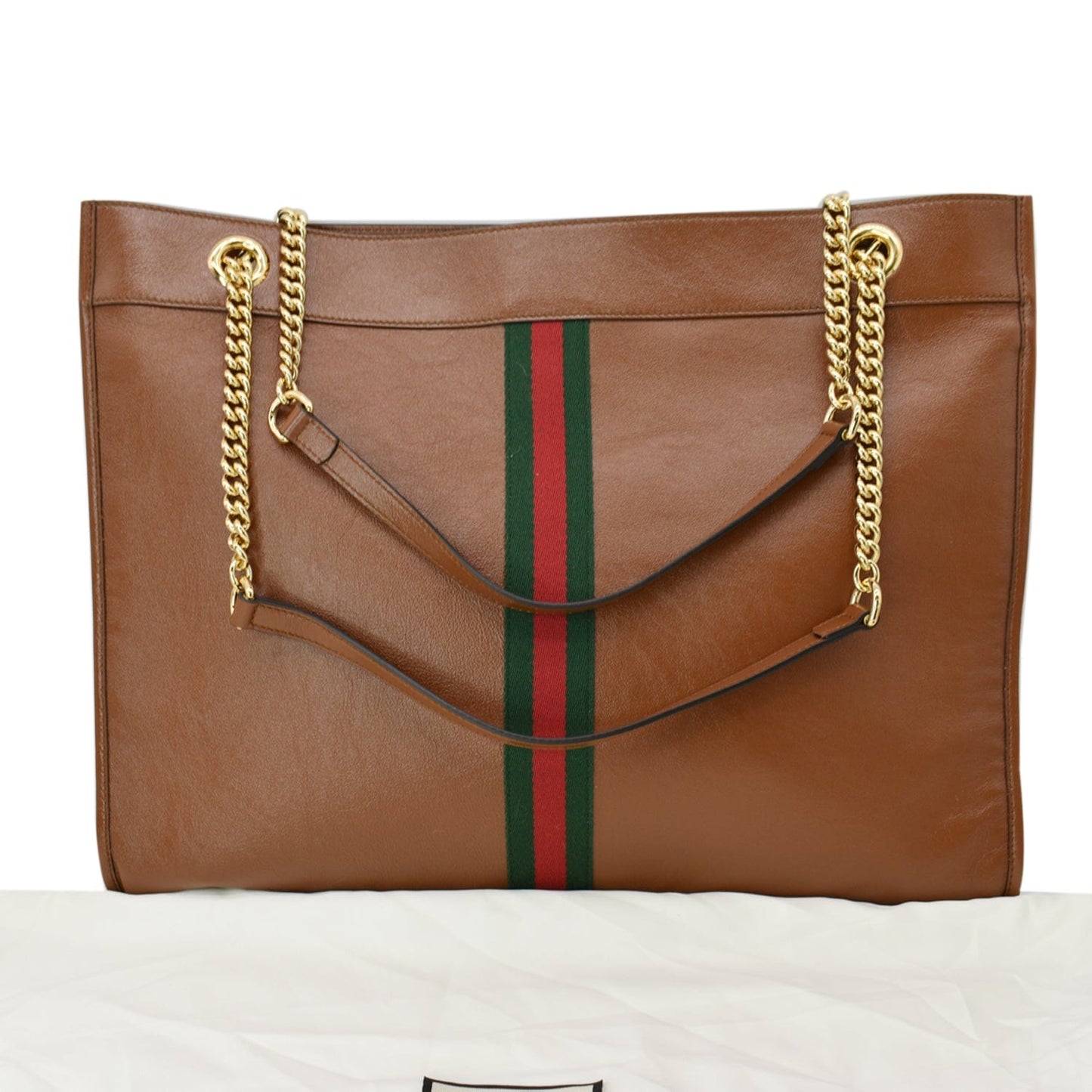 GUCCI Rajah Large Leather Tote Shoulder Bag Brown 537219